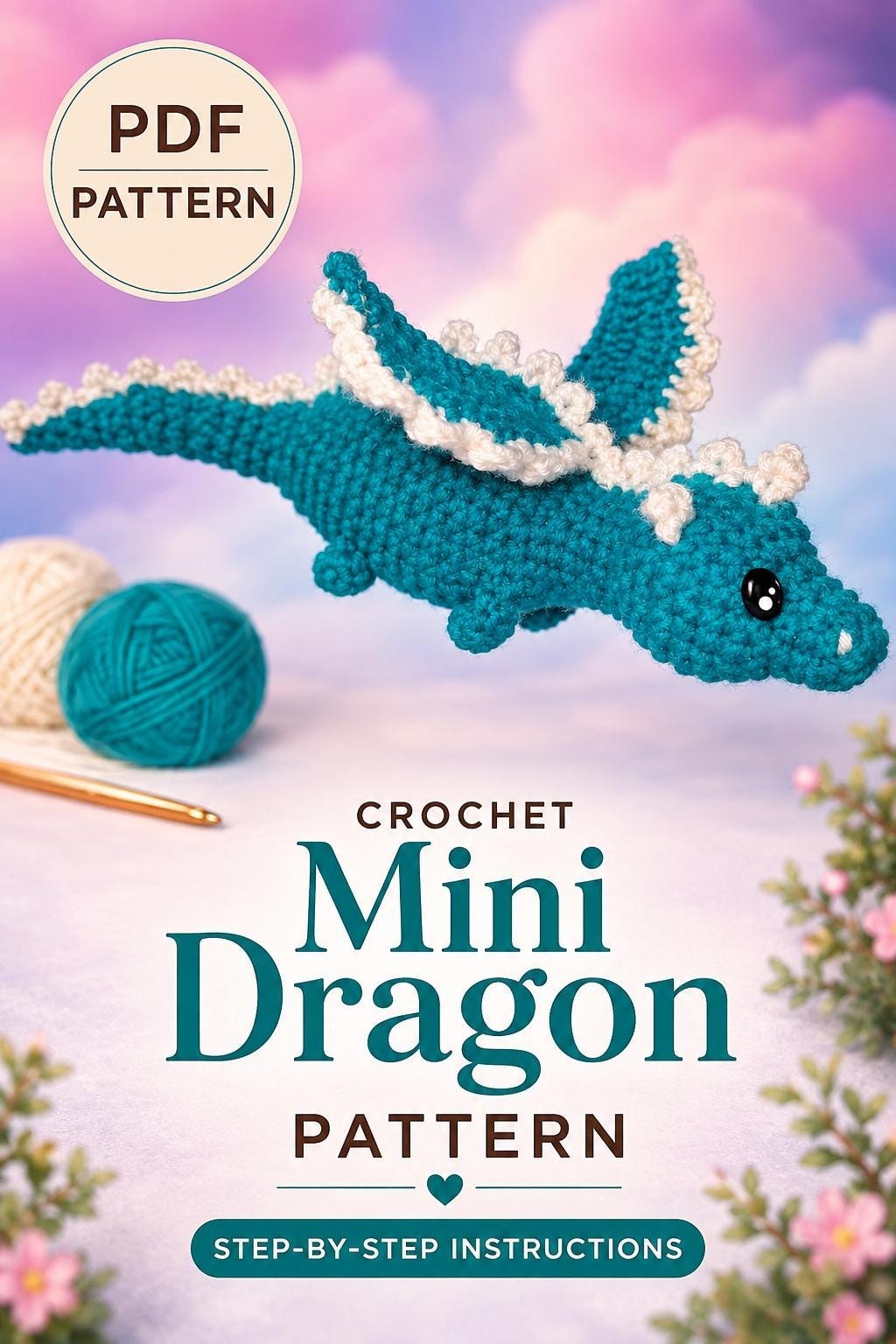 Mini Crochet Dragon Pattern, Amigurumi Dragon PDF, Dragon Plush Crochet Pattern, Fantasy Crochet Toy, Instant Download