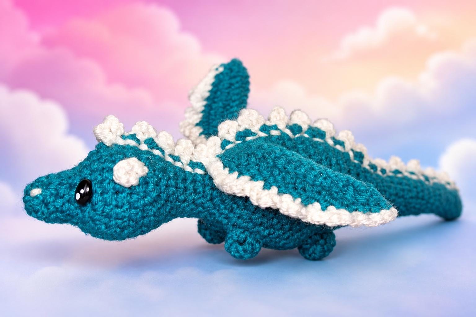 Mini Crochet Dragon Pattern, Amigurumi Dragon, view 3