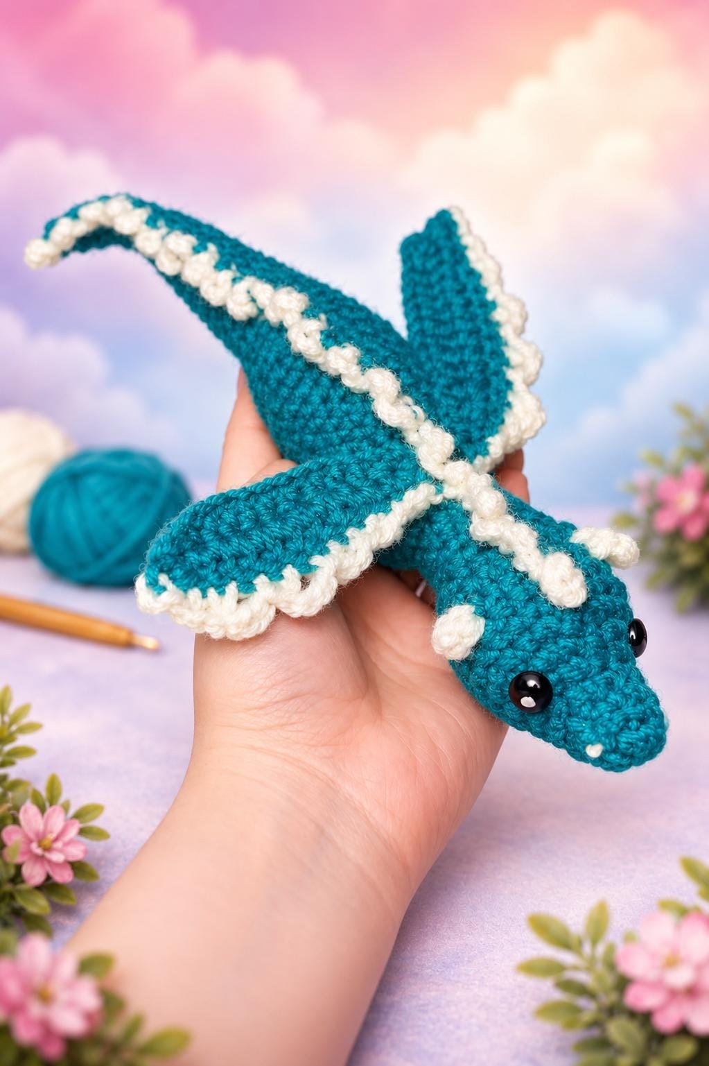 Mini Crochet Dragon Pattern, Amigurumi Dragon, view 4