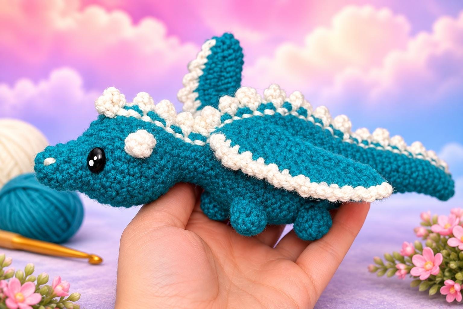 Mini Crochet Dragon Pattern, Amigurumi Dragon, view 5