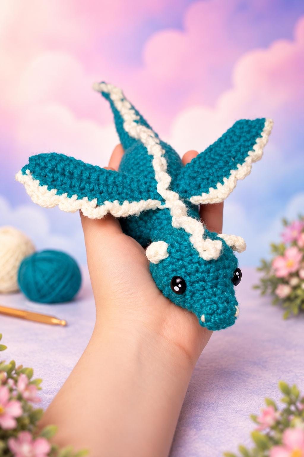 Mini Crochet Dragon Pattern, Amigurumi Dragon, view 6