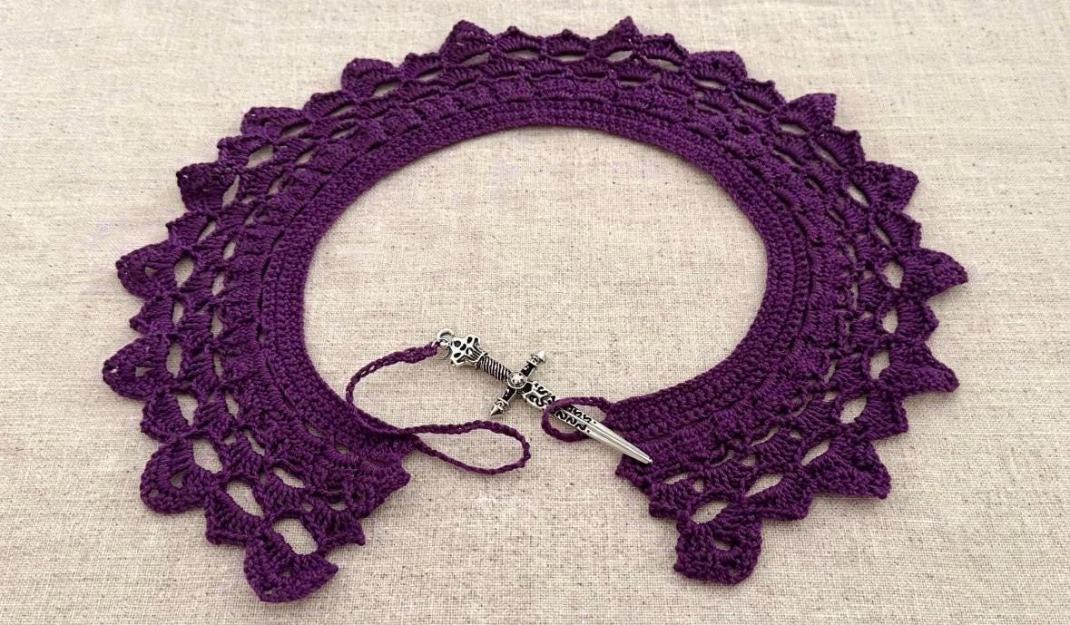 Victorian Lace Collar Crochet Pattern PDF, Gothic Choker Pattern, Detachable Lace Neck Collar, Romantic Gothic Accessory