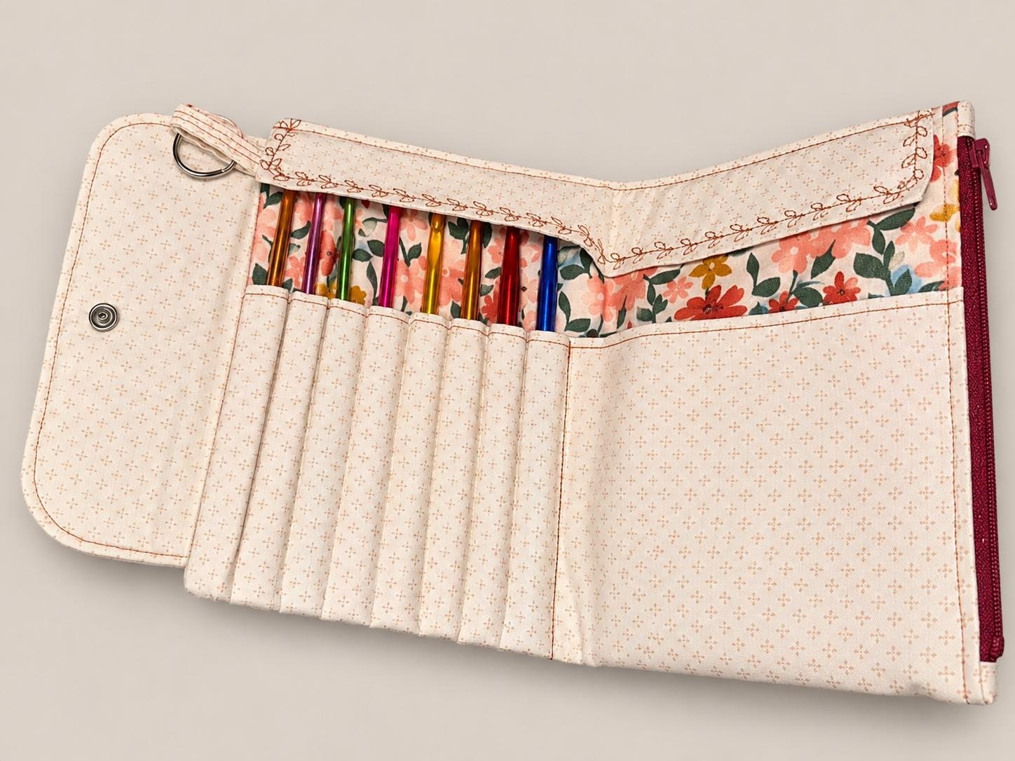 Quilted Floral Crochet Hook Case, view 2