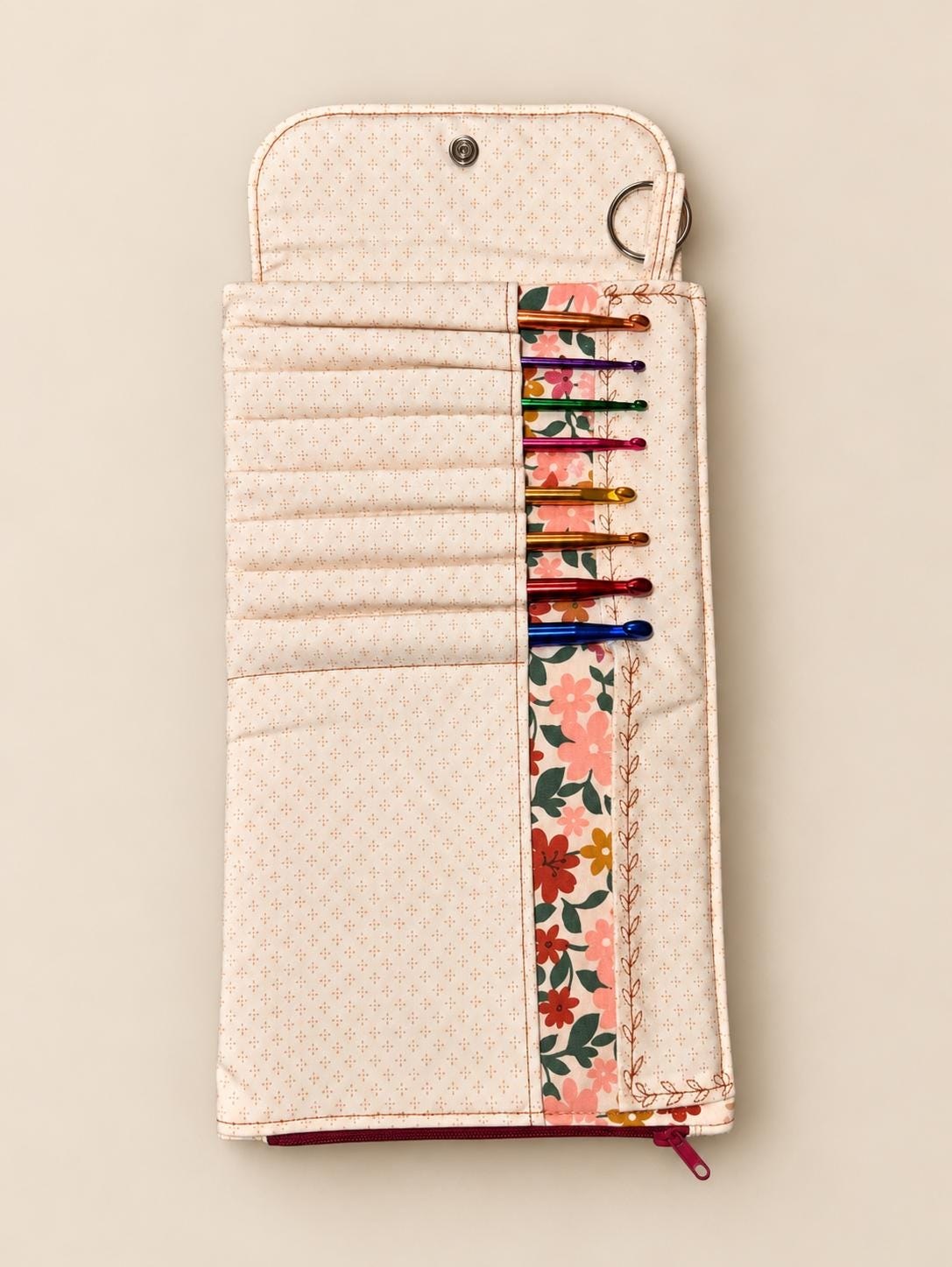 Quilted Floral Crochet Hook Case, view 3
