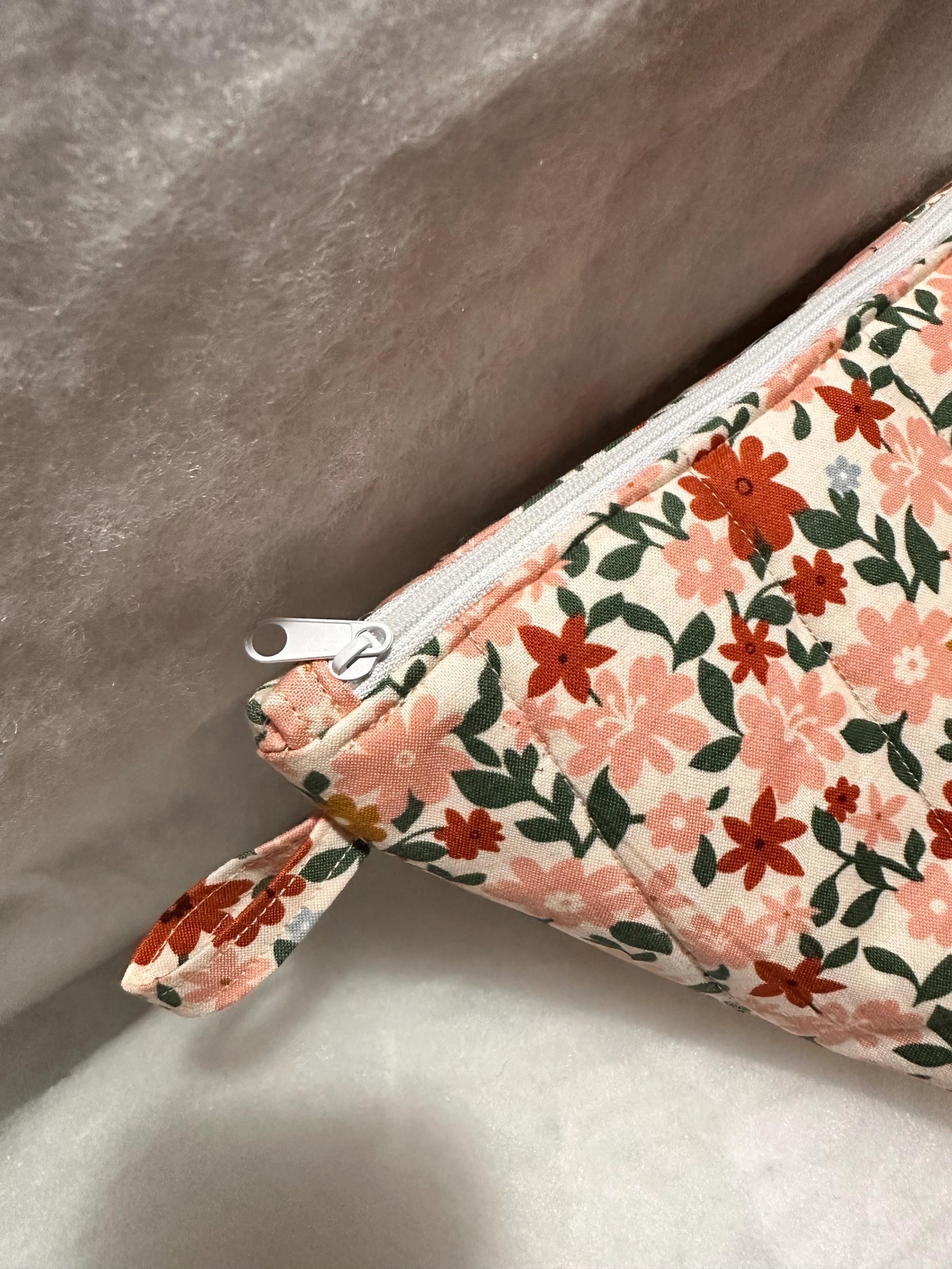 Floral Quilted Zipper Pouch, view 3