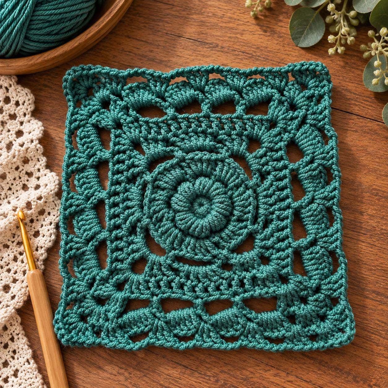 Heirloom Bloom Floral Granny Square, view 7
