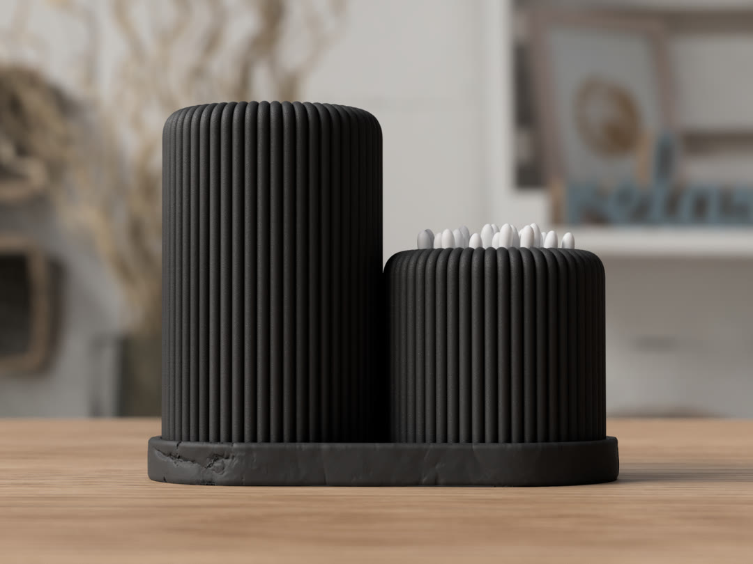 Black ribbed organizer with tall and short compartments