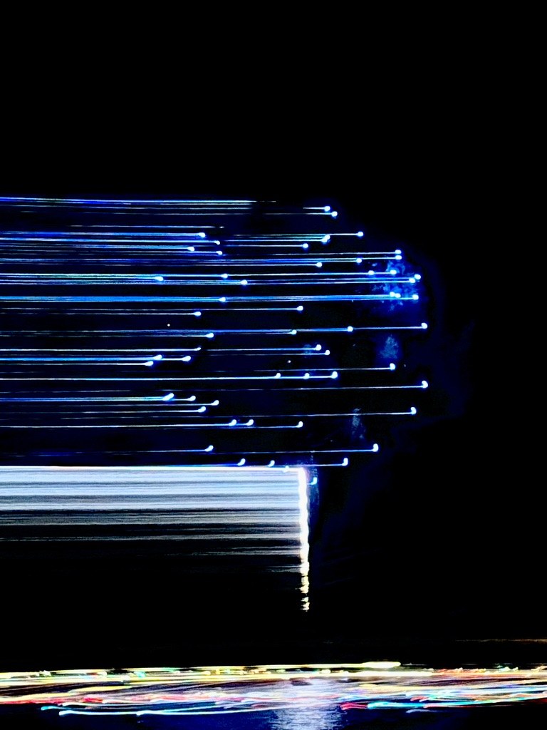 Blue light trails at night