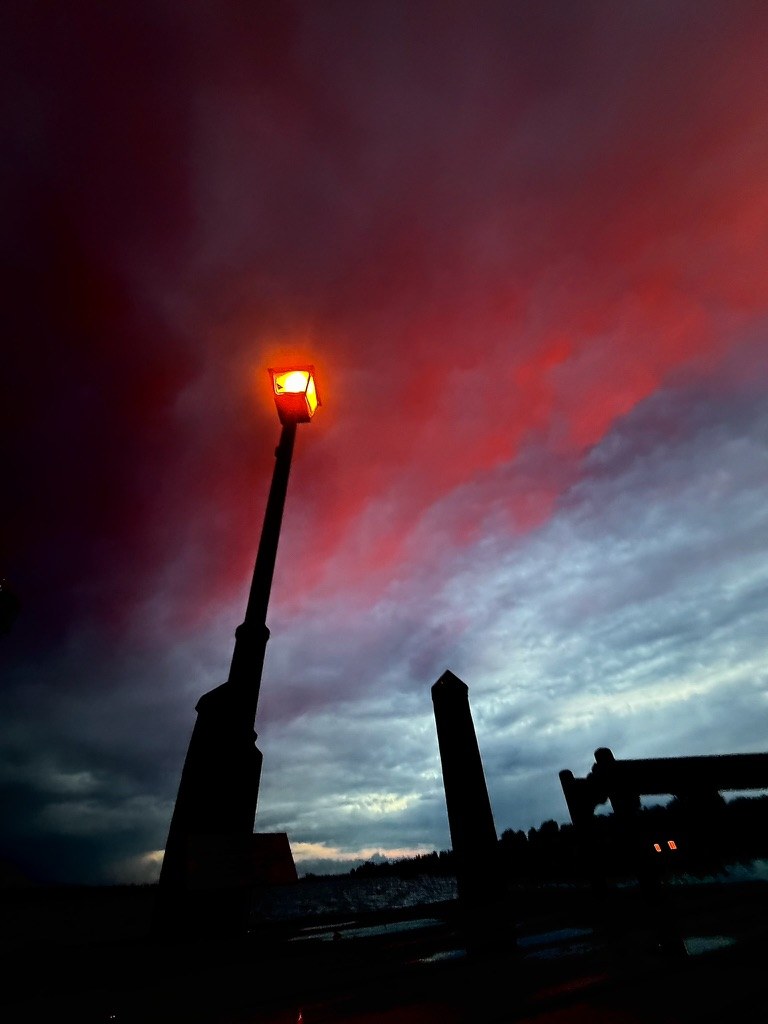 Streetlight beneath a colorful sky