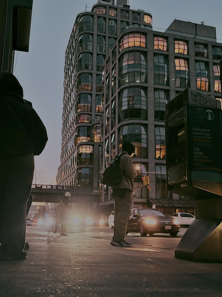 Skateboarder crossing an intersection