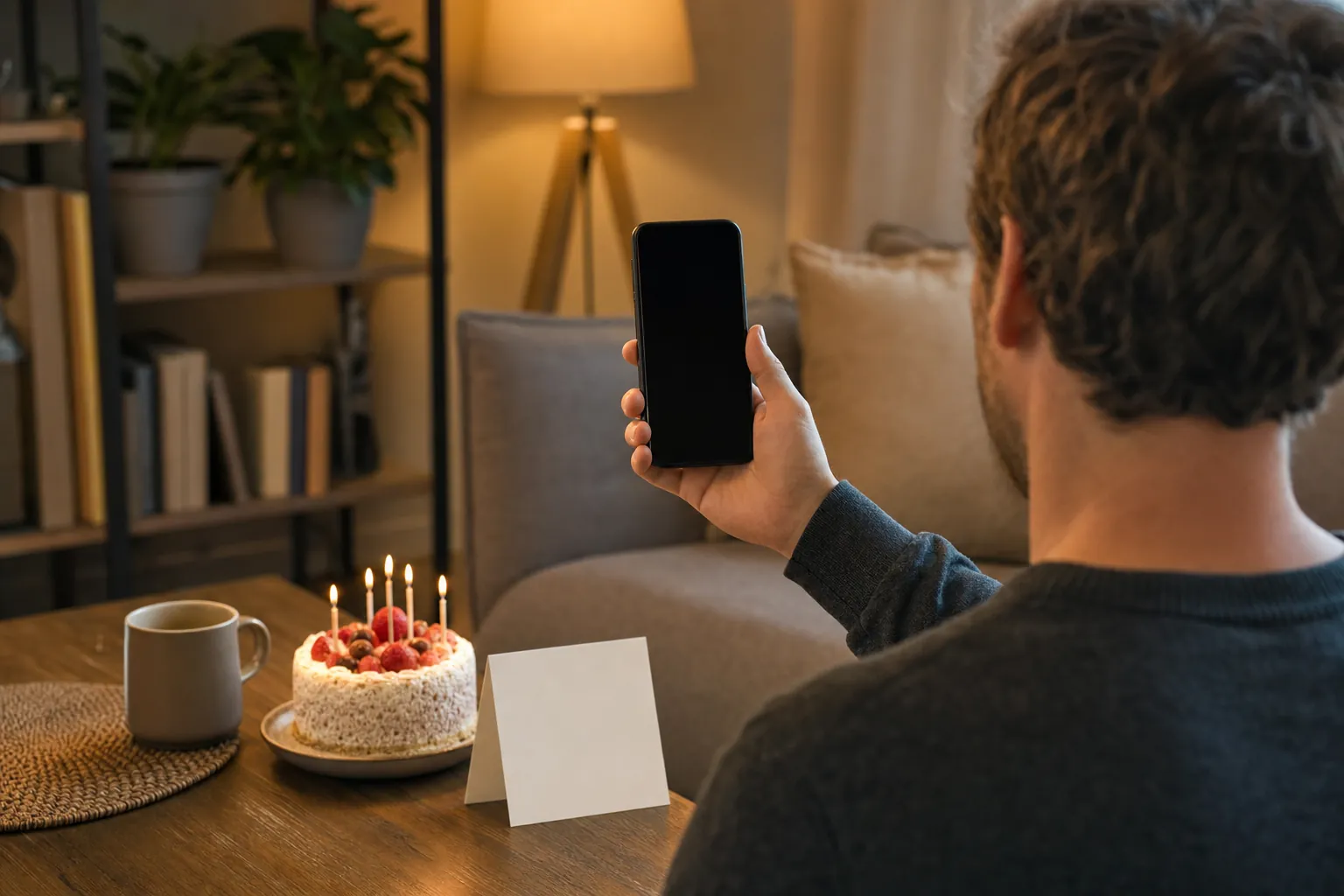 Person preparing to record a birthday video message