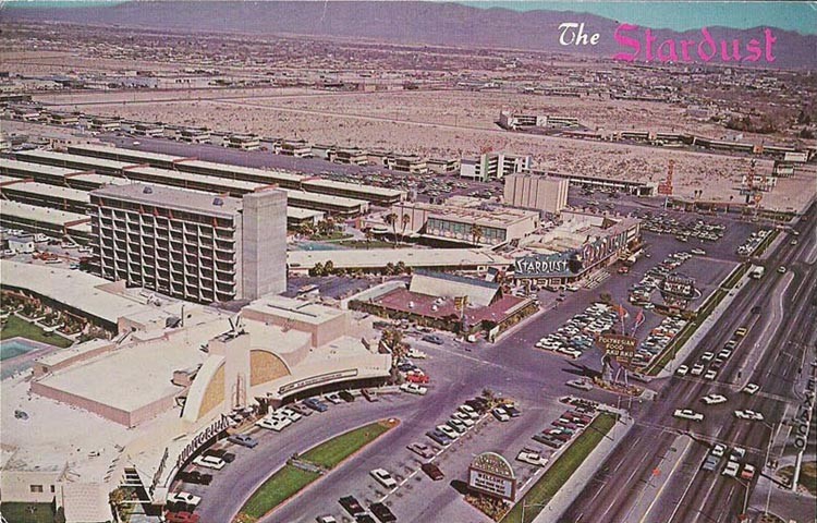 Historic Stardust Hotel and Casino exterior and neon sign in Las Vegas.