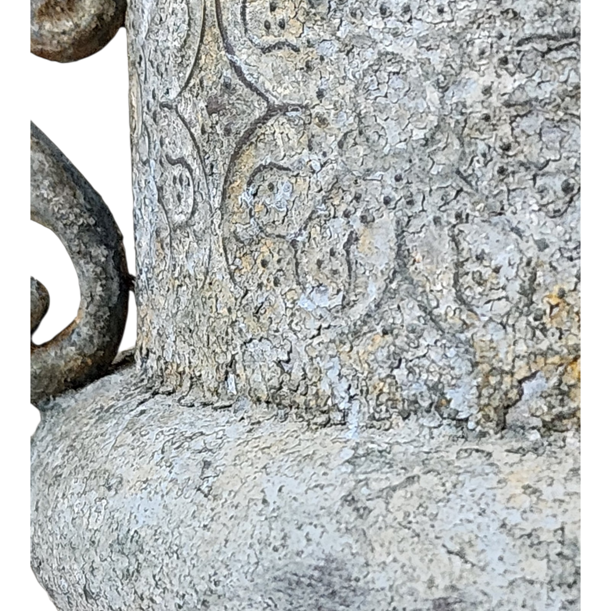 Aged Metal Urn with Scroll Handles | European Garden Style Vessel, view 2