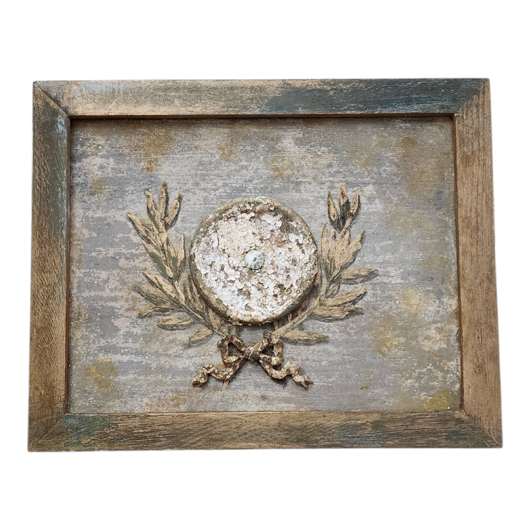 European Dusted Patina Wall Plaque | Hand-Painted Antique Inspired Frame Art, view 3