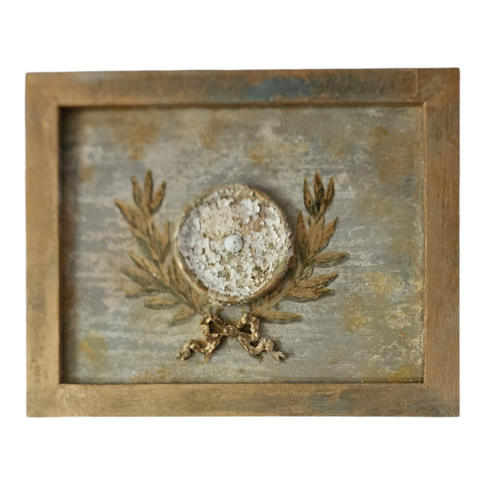 European Dusted Patina Wall Plaque | Hand-Painted Antique Inspired Frame Art, view 2