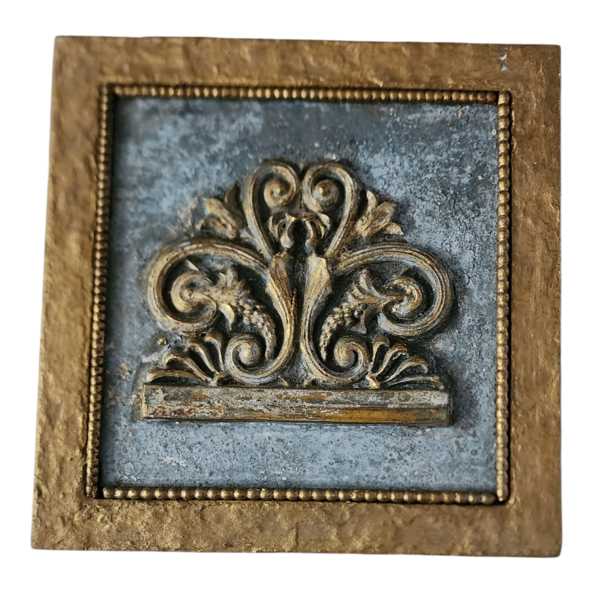 European Gilded Relief Panel – Hand-Finished Patina Wall Accent