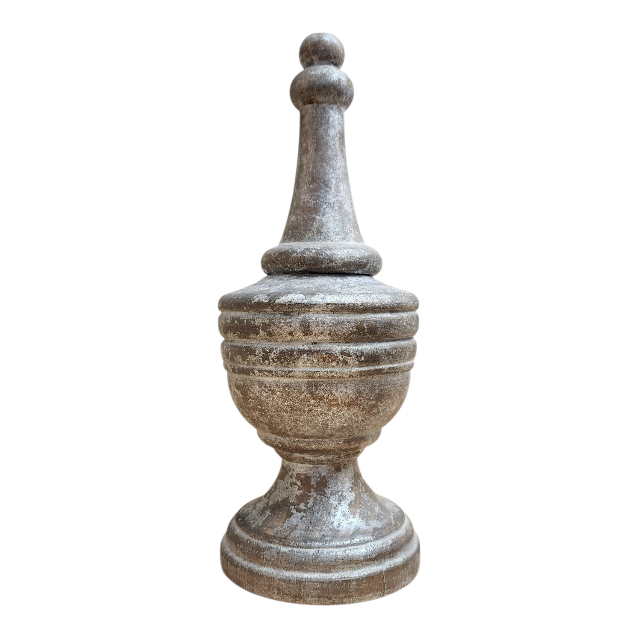 Hand-Painted Wood Finial Set (3) | Aged Metal Finish with Mica Glaze, view 2