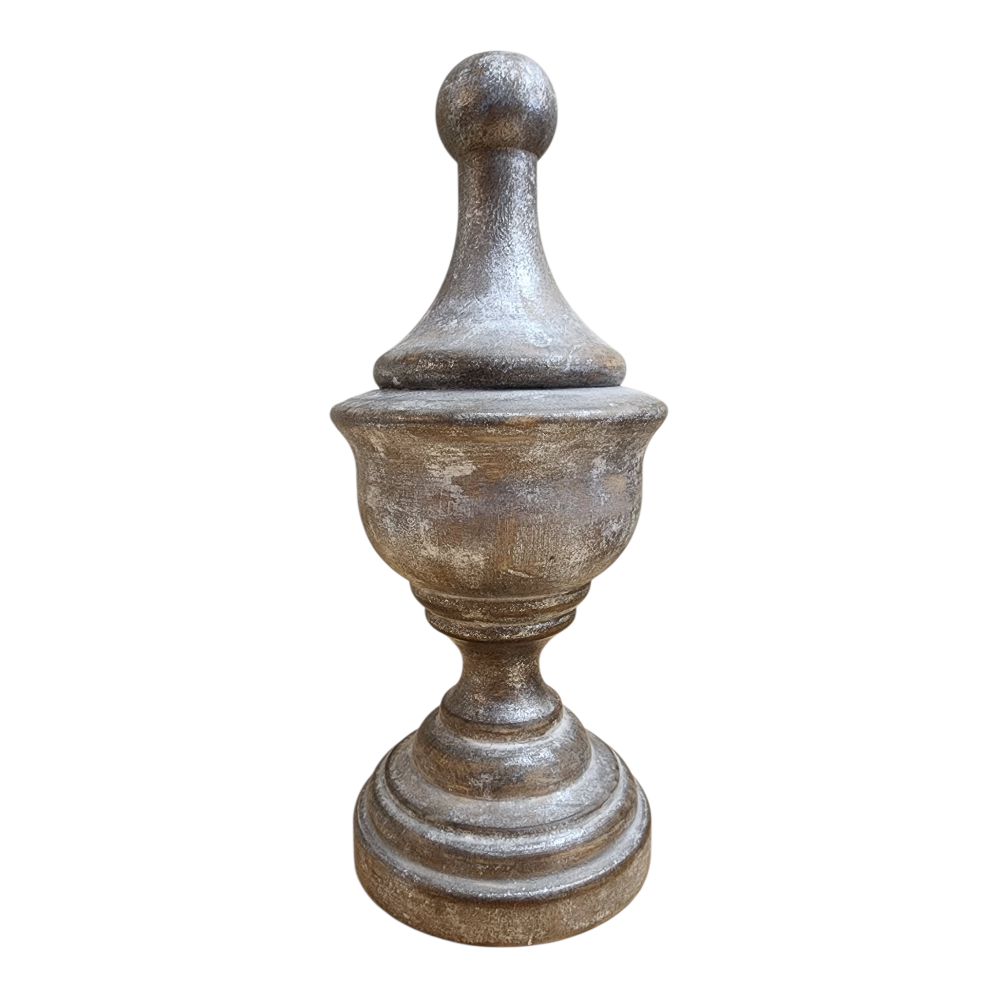 Hand-Painted Wood Finial Set (3) | Aged Metal Finish with Mica Glaze, view 3
