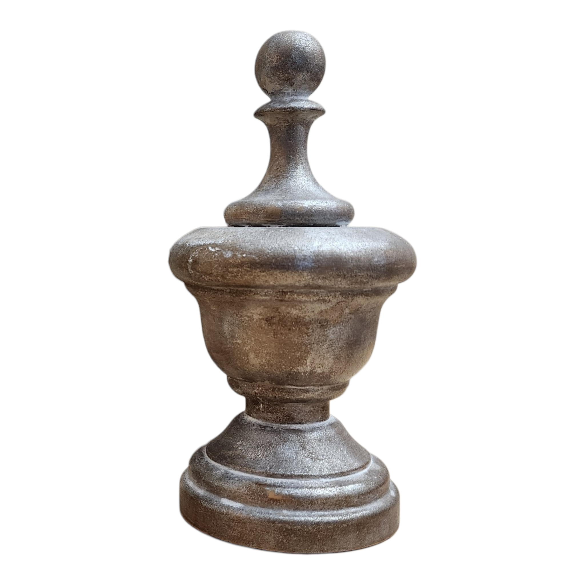 Hand-Painted Wood Finial Set (3) | Aged Metal Finish with Mica Glaze, view 4