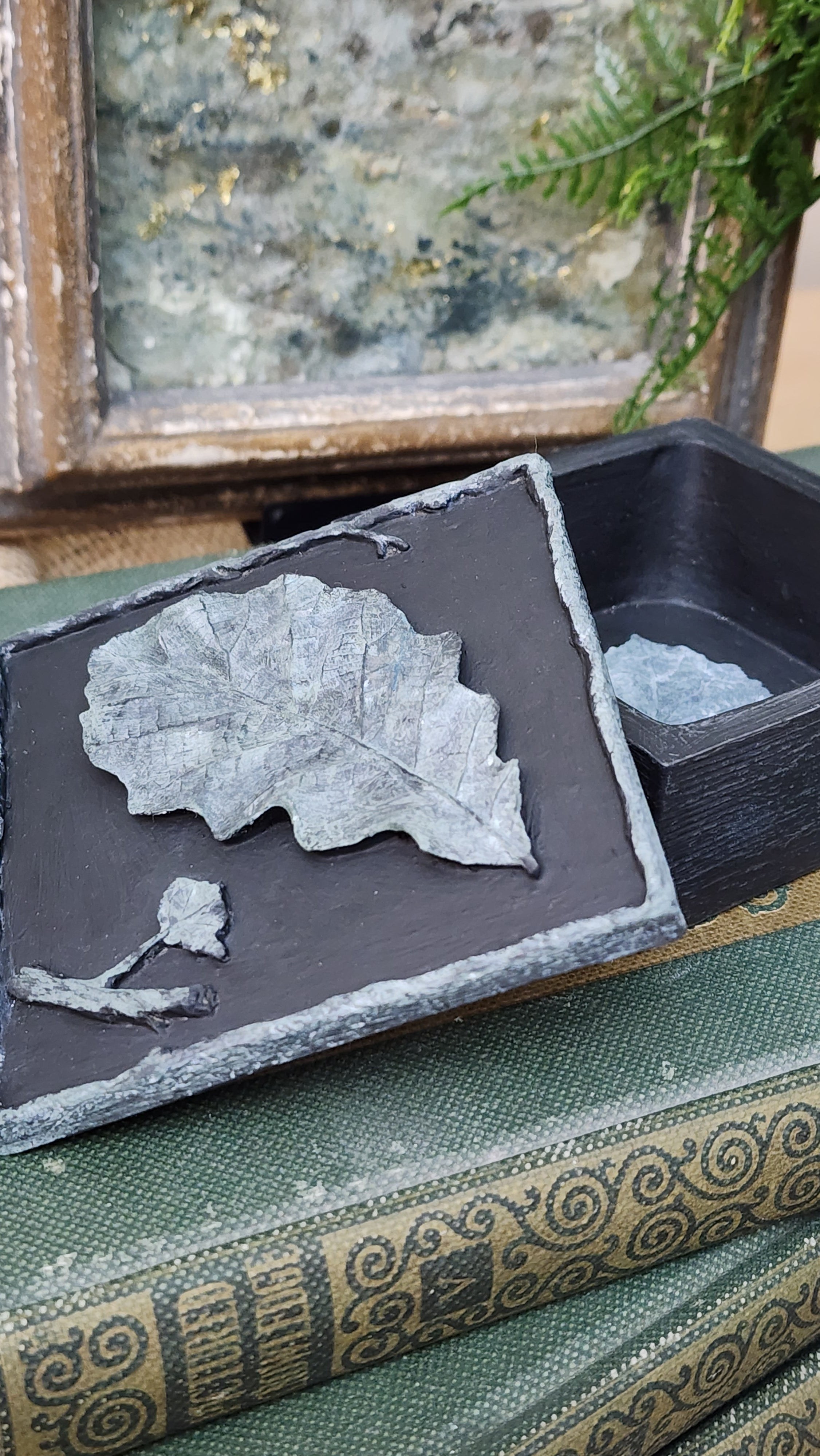 Pressed Botanical Relic Box 2 – Handcrafted Textural Leaf Art, view 4