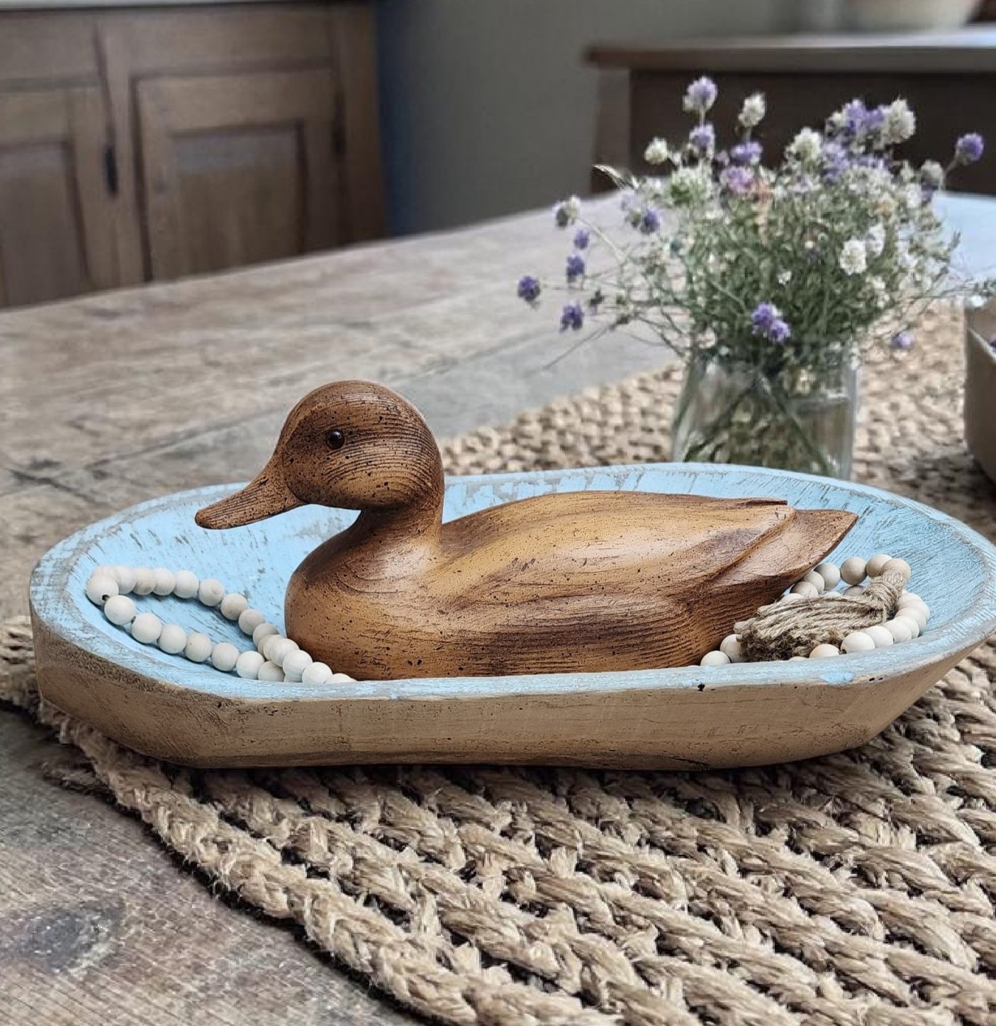 Vintage-Inspired Wooden Duck Decoy – Hand-Carved with Aged Patina