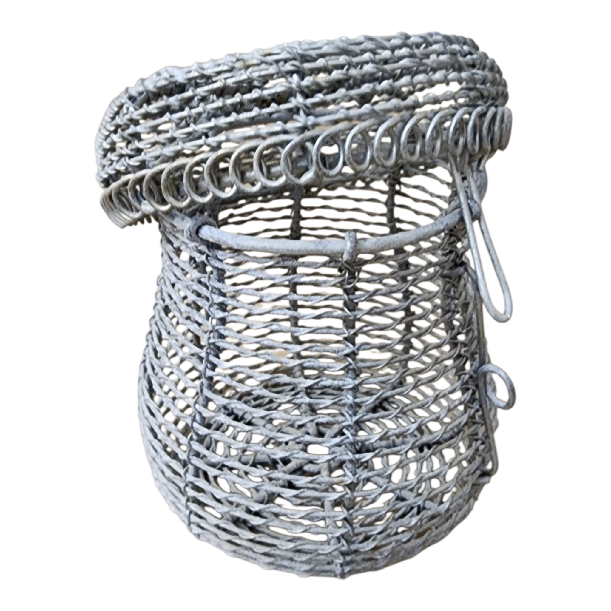 Antique french coiled wire basket with hinged clasp