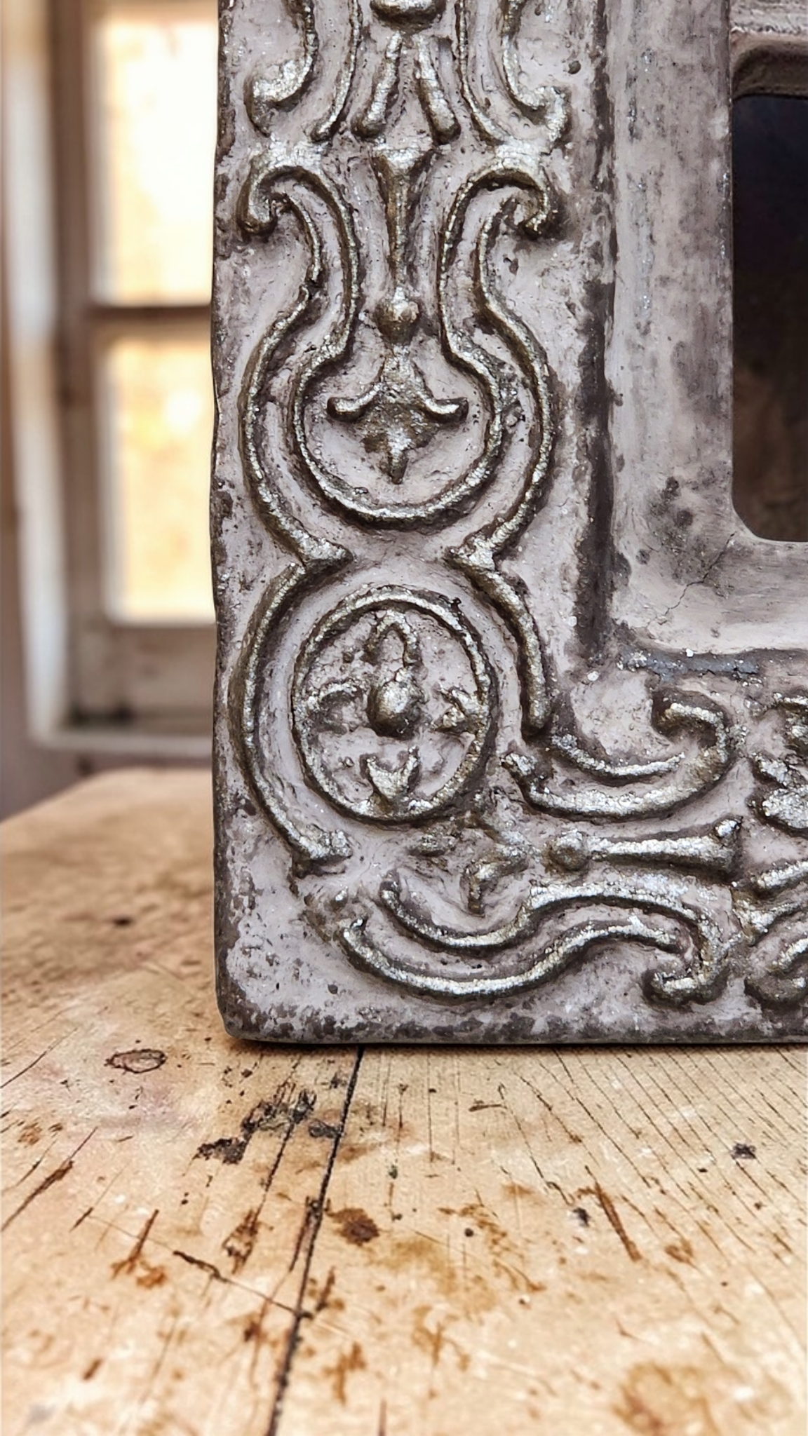 European Patina Mirror | Hand-Painted Ornate Frame, view 2