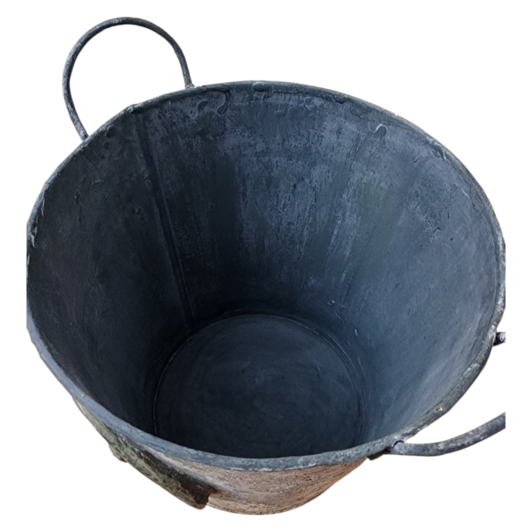 Hand-Painted European Patina Metal Bucket | Aged Plaster Finish | Vintage-Inspired Decorative Vessel, view 5
