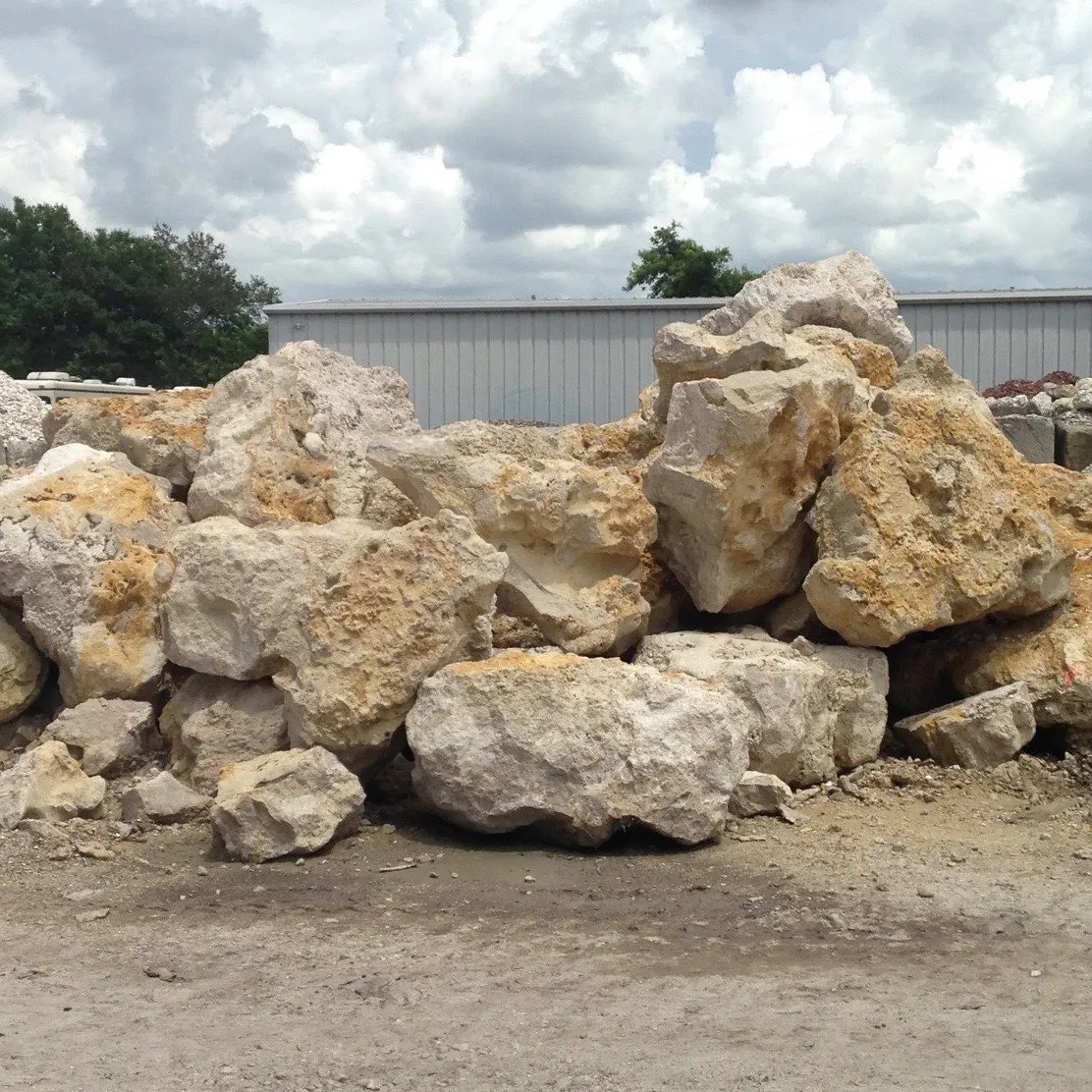 Large limestone boulders prepared for reef habitat placement
