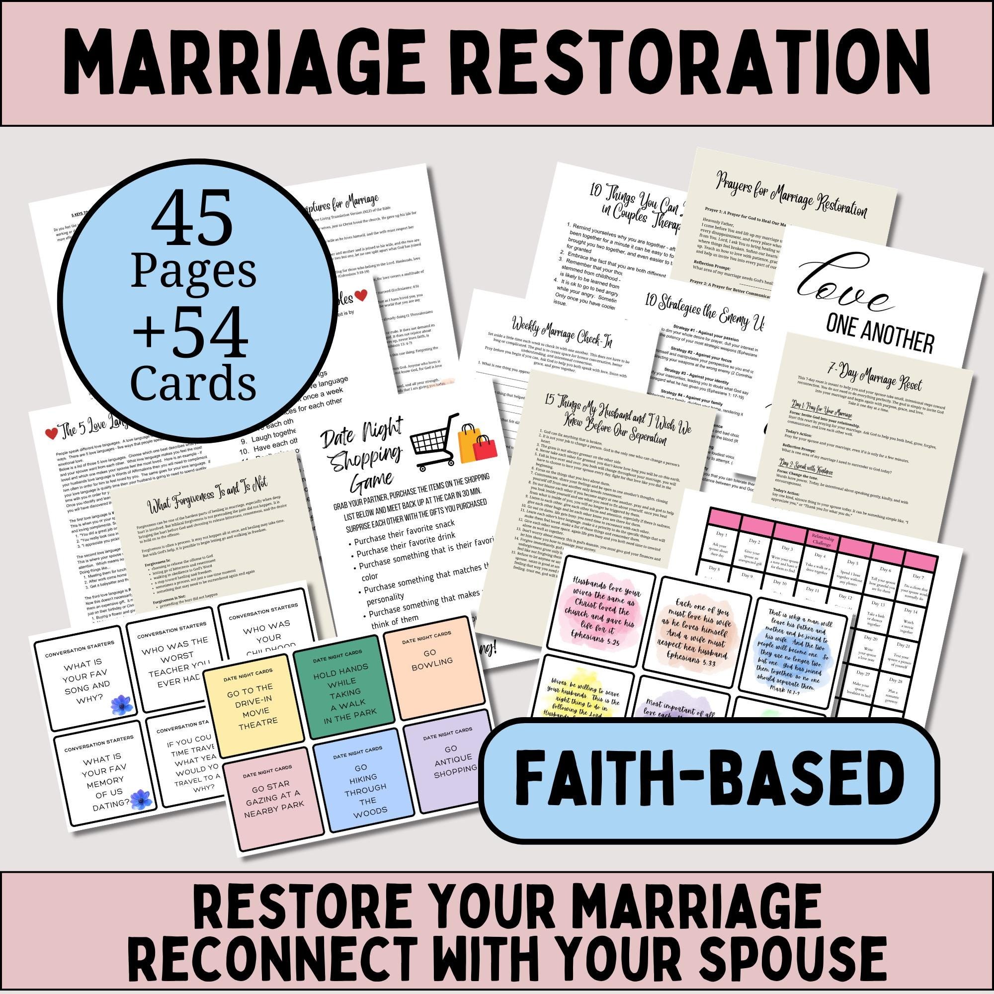 Christian marriage resource bundle printable marriage counseling love language worksheet for couples therapy trust building exercises