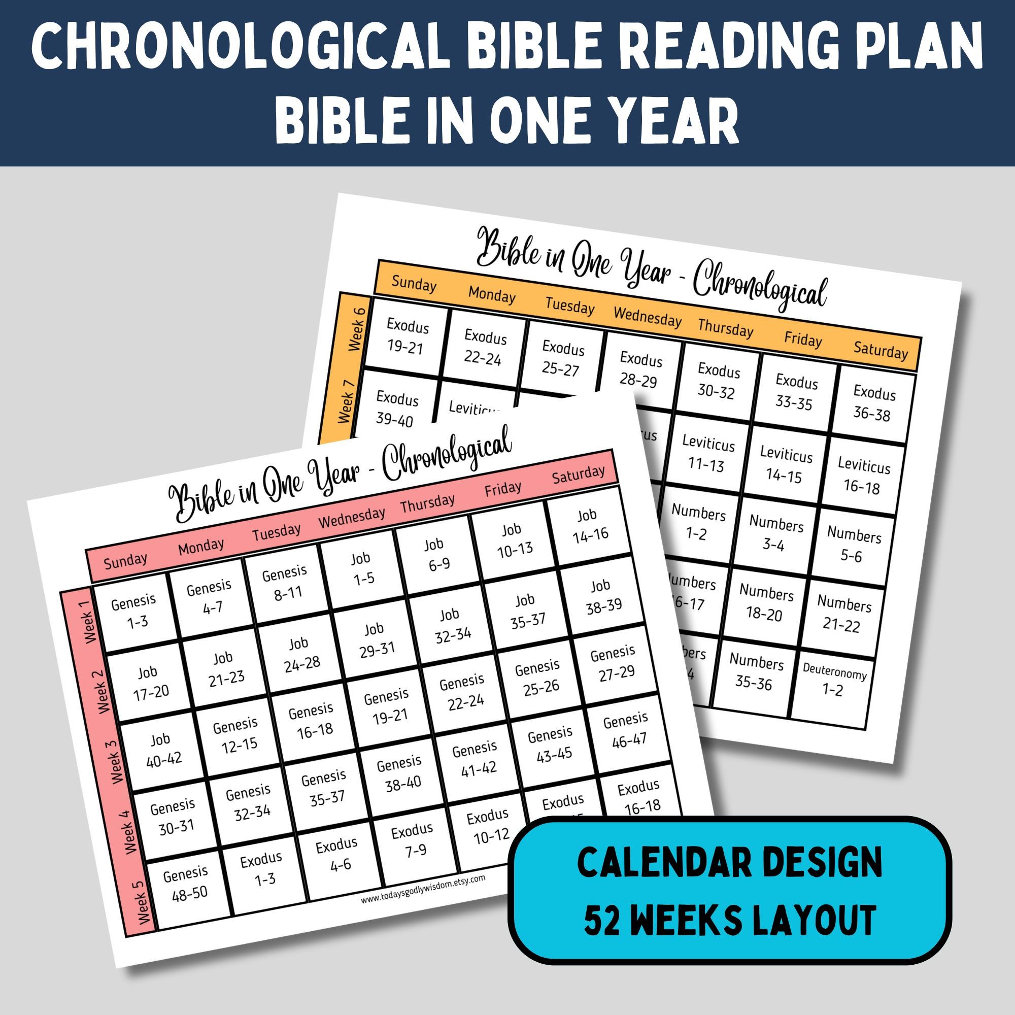 Chronological bible reading plan for a year long study guide 365 days of bible verse reading the bible in one year printable tracker