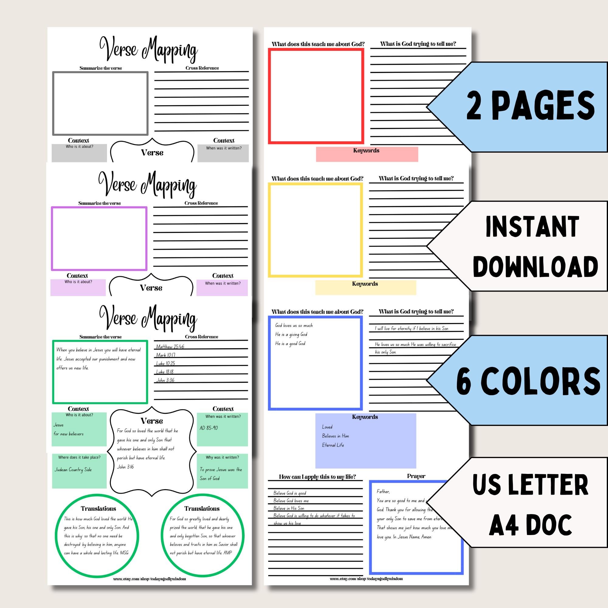 Verse Mapping Printable Template Download Bible Study Journal Scripture Analysis Worksheet Christian Devotional Guide Bible verse Journaling