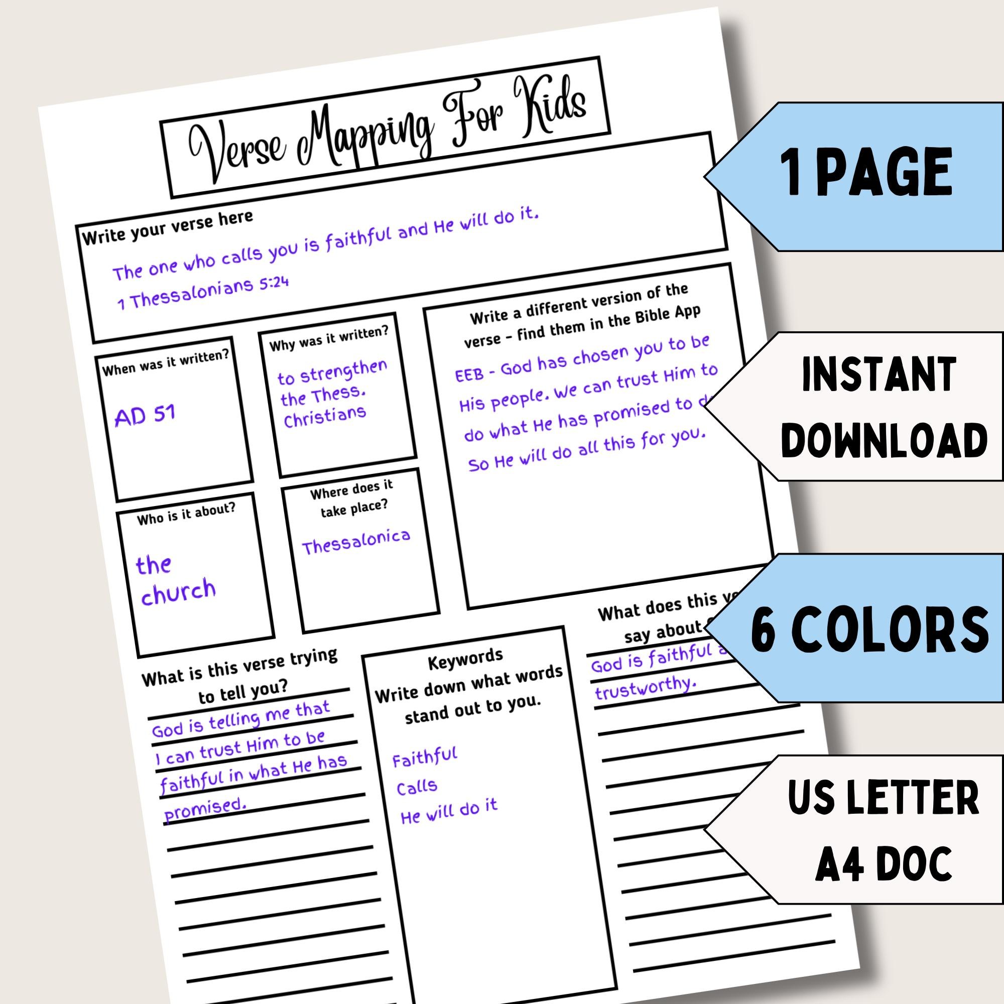 Kids verse mapping template for bible study journaling scripture study printable journal for beginners indepth verse study for kids