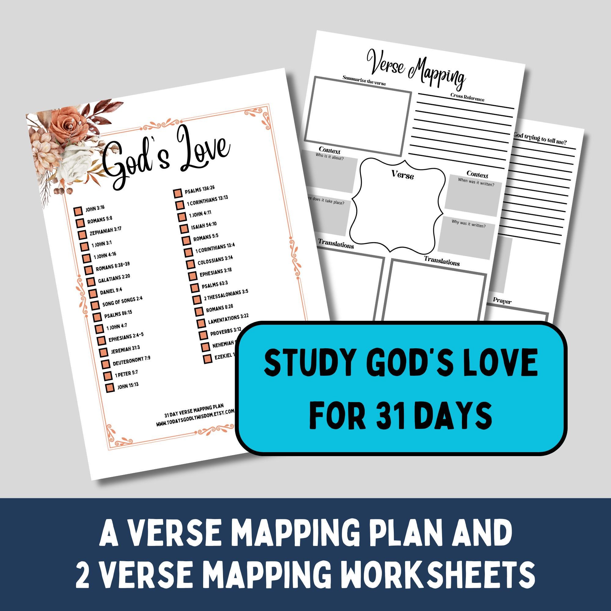 Gods Love Bible Verse Study Printable Devotional Guide Template Verse Mapping Journal Worksheet Daily Prayer Faith Journaling Kit Spiritual