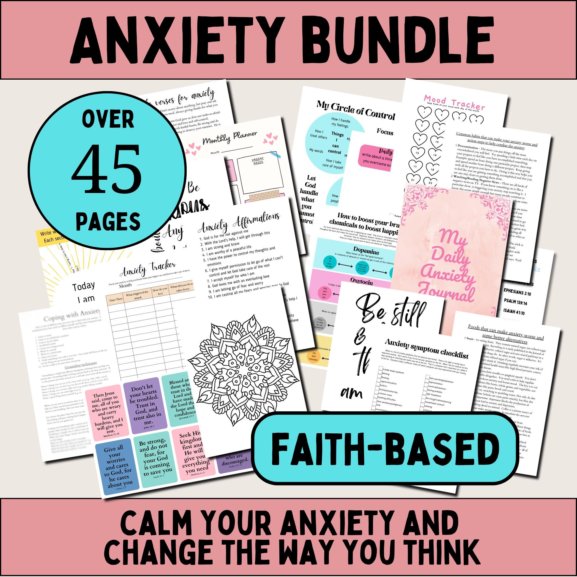 Christian Anxiety Journal printable with Bible verses