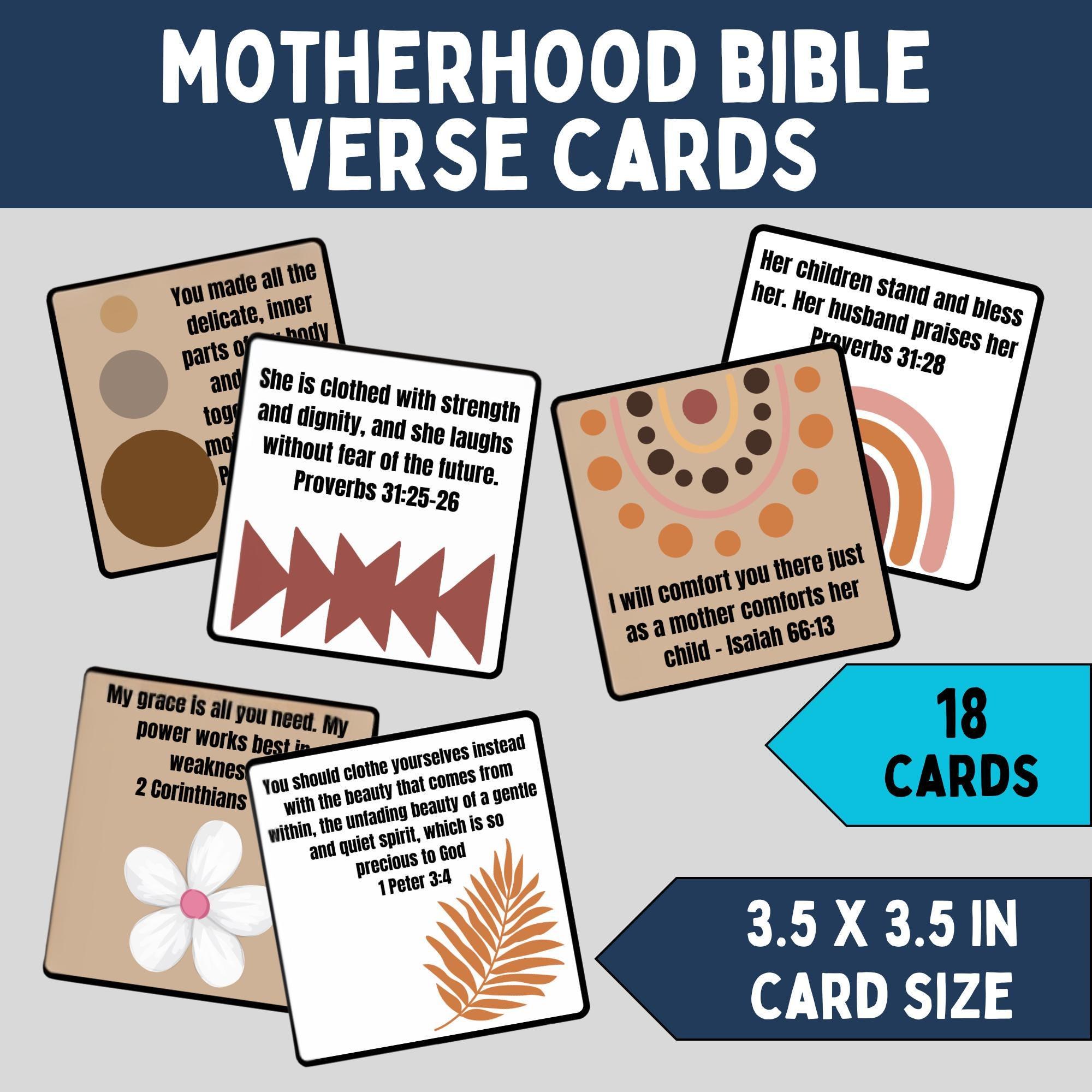 Motherhood Scripture cards with Bible verse encouragement