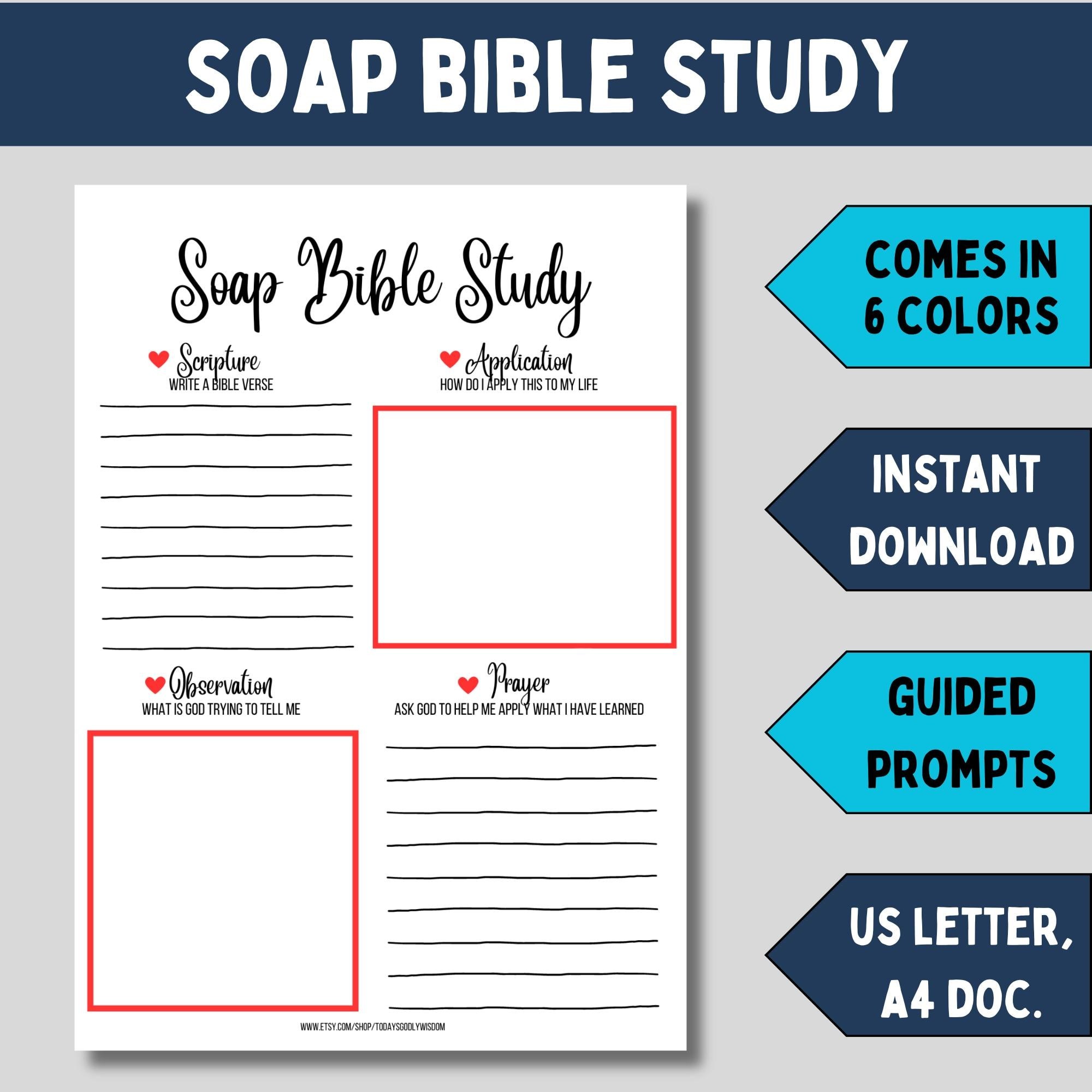 SOAP bible study printable for adults bible reading plan using SOAP method bible worksheet for indepth study of the bible SOAP study