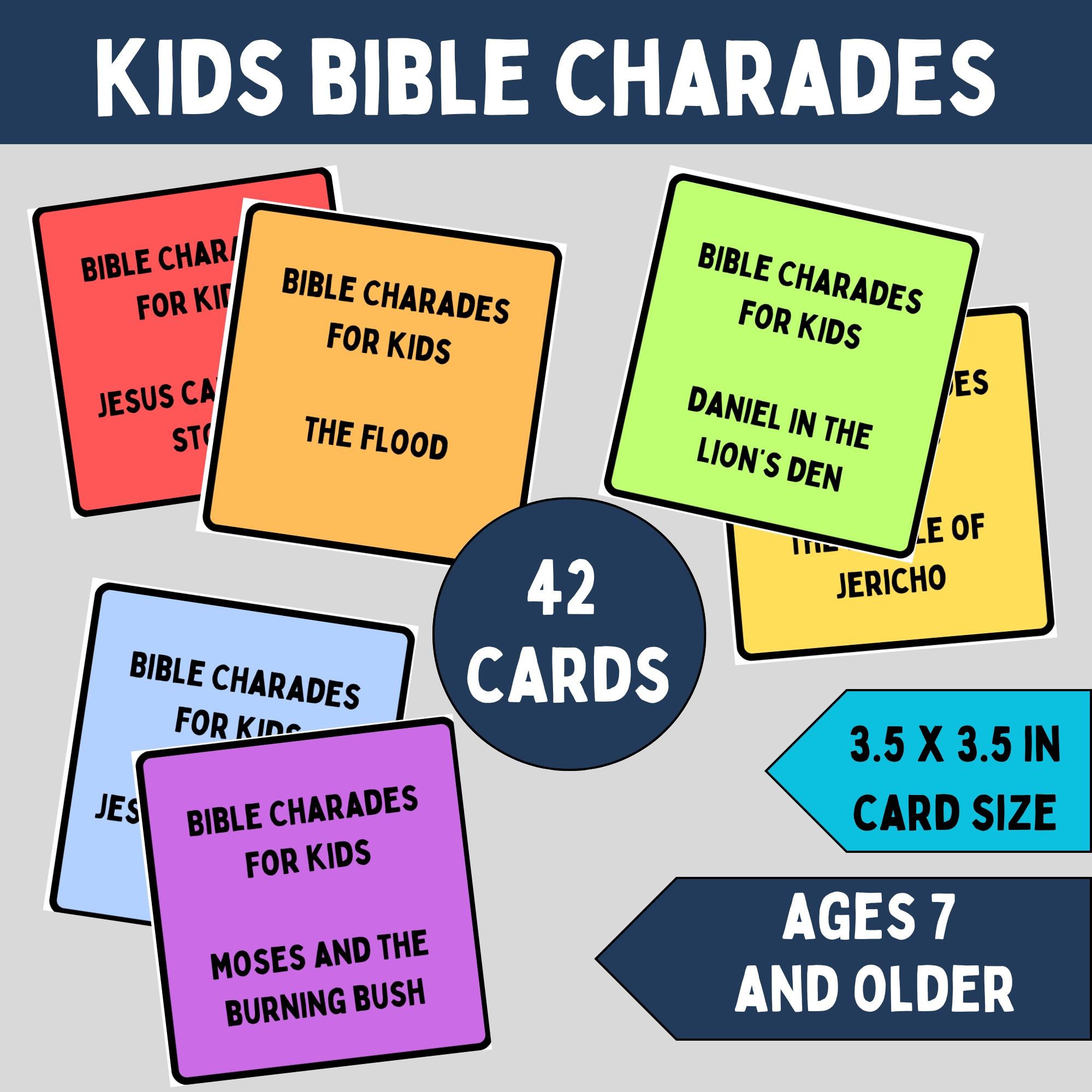 Printable bible charades for kids church activities youth bible game cards for sunday school kids bible activities with family friendly fun