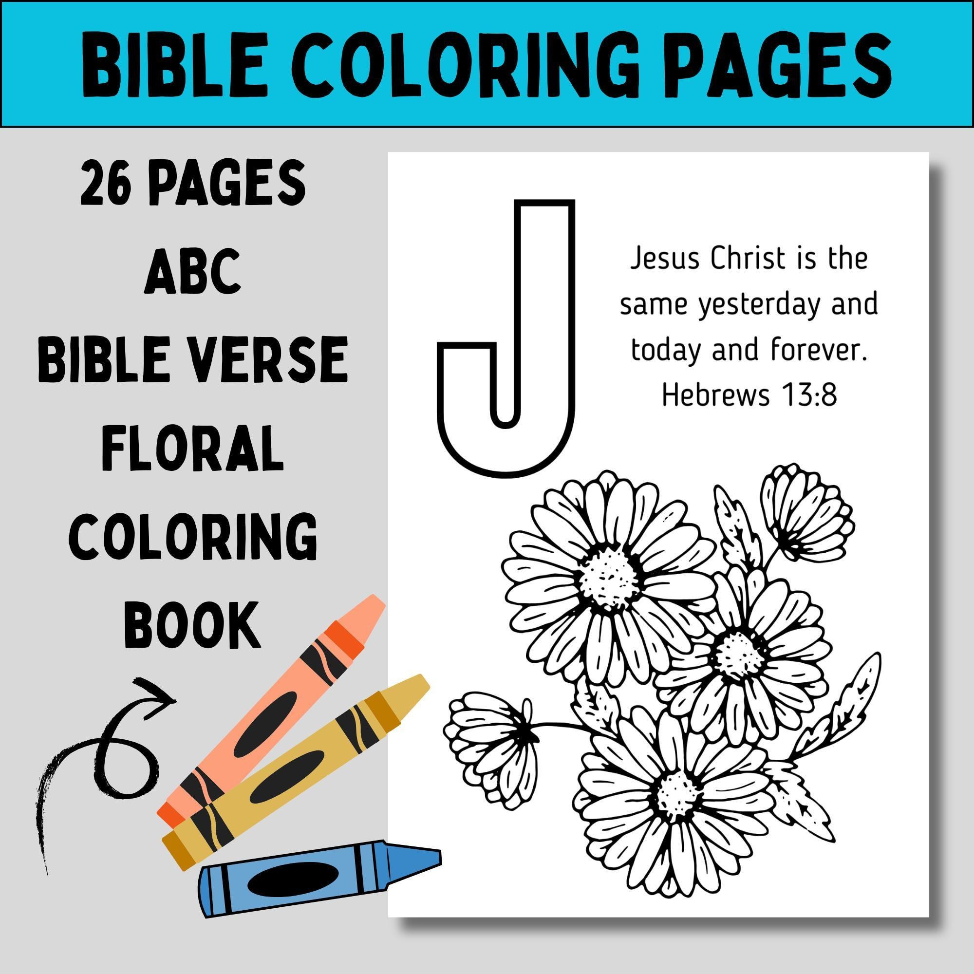 Alphabet Bible Verse Coloring Book Mental Health Activity Printable Meditation Practice Anxiety Relief Spiritual Therapy Stress