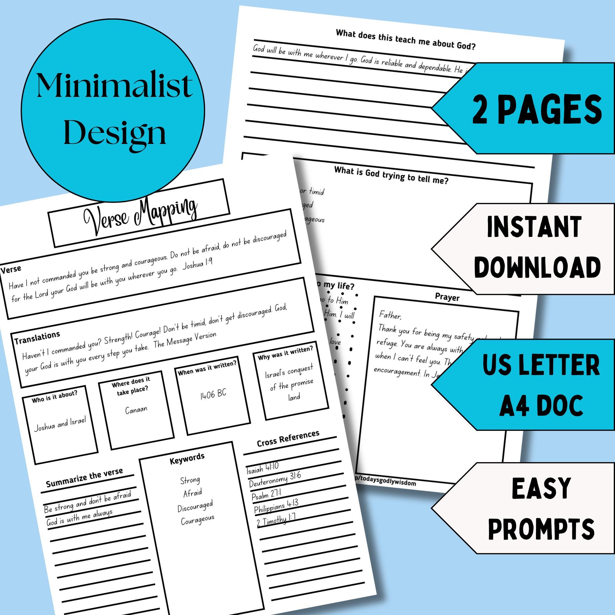 Minimalist Verse Mapping Template for Scripture Study Printable Devotional Journal Page Design Bible Worksheet Analysis Digital Guide