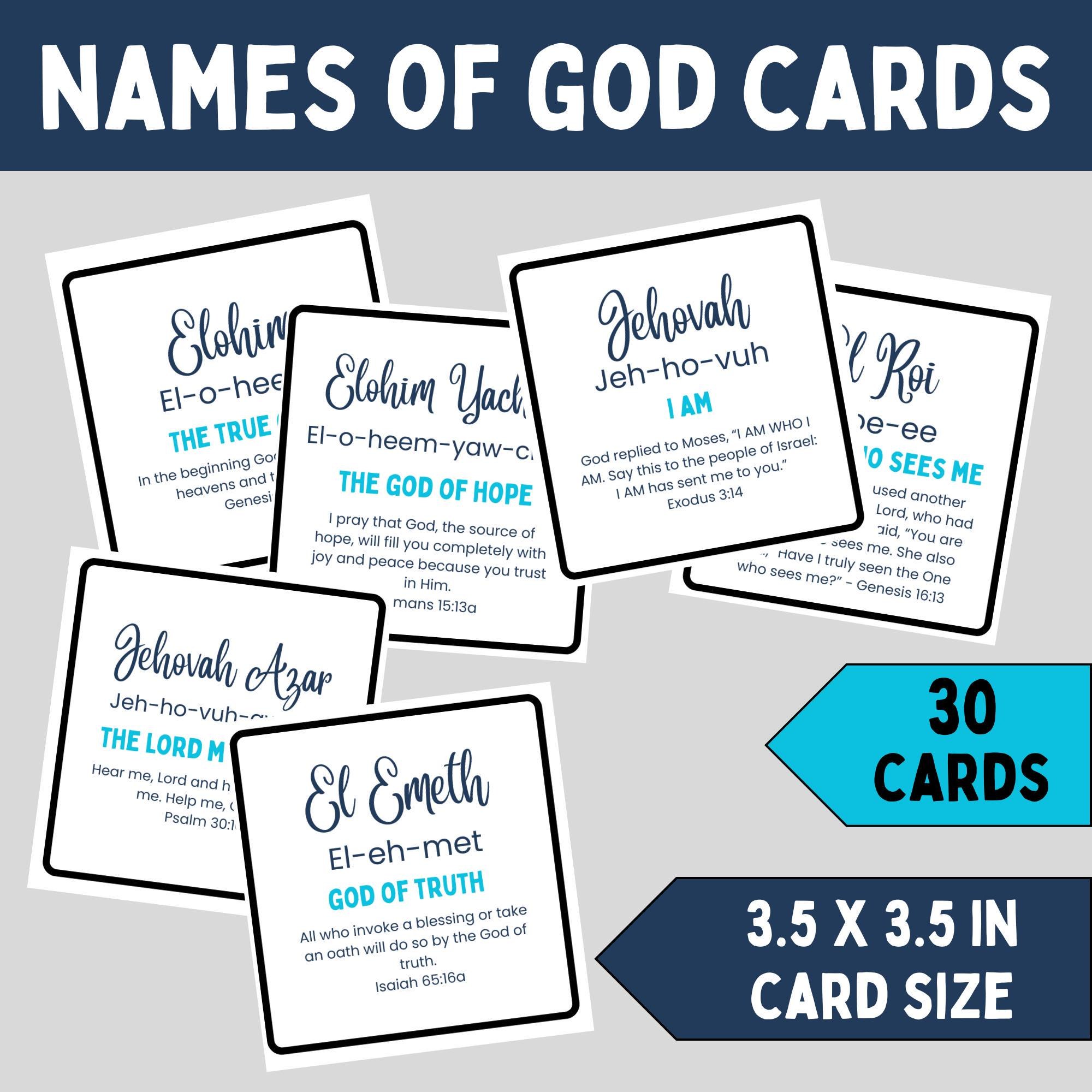 Names of God printable cards for Bible study and prayer