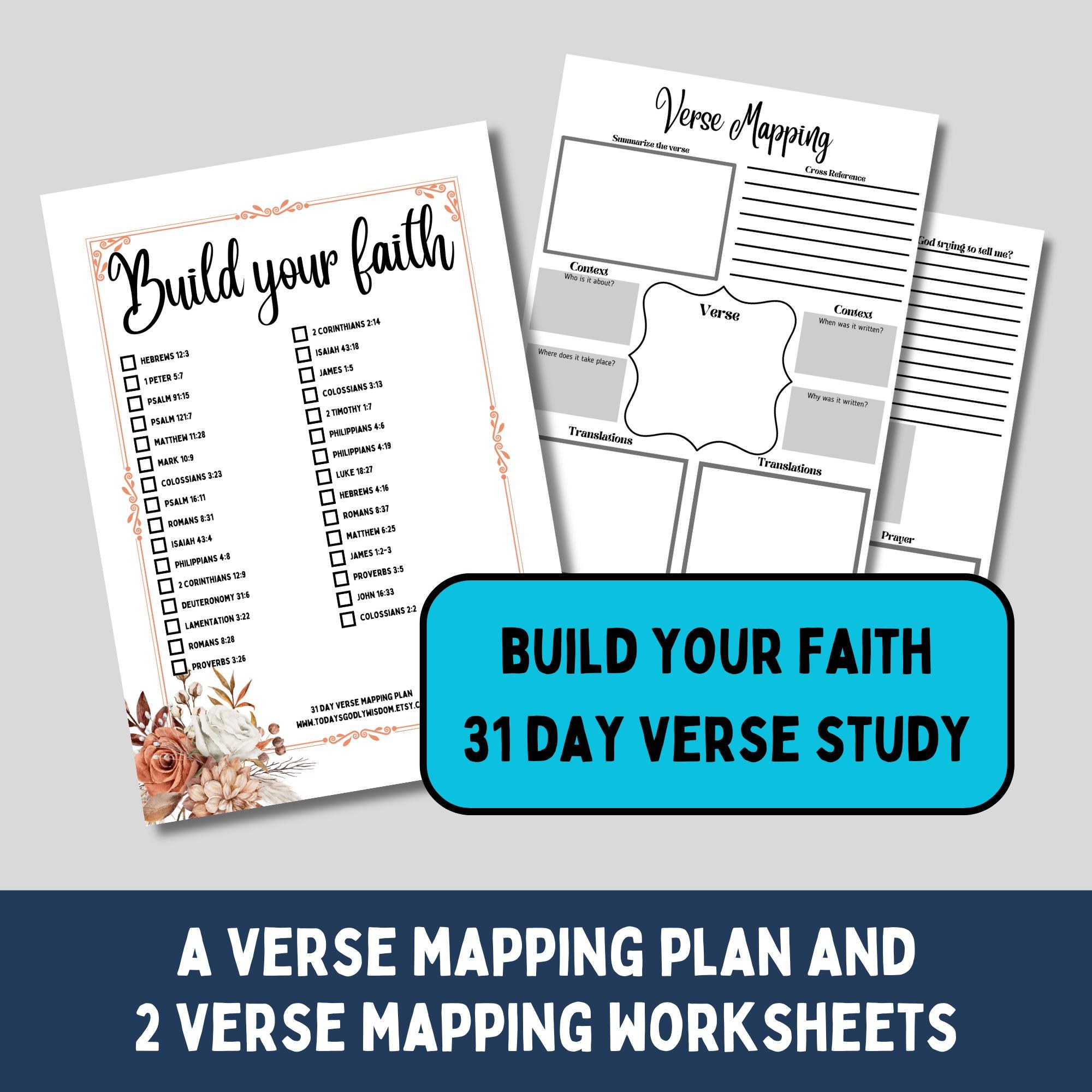Faith study verse mapping plan for adults bible verse study about faith printable journal for beginners bible study on faith bundle