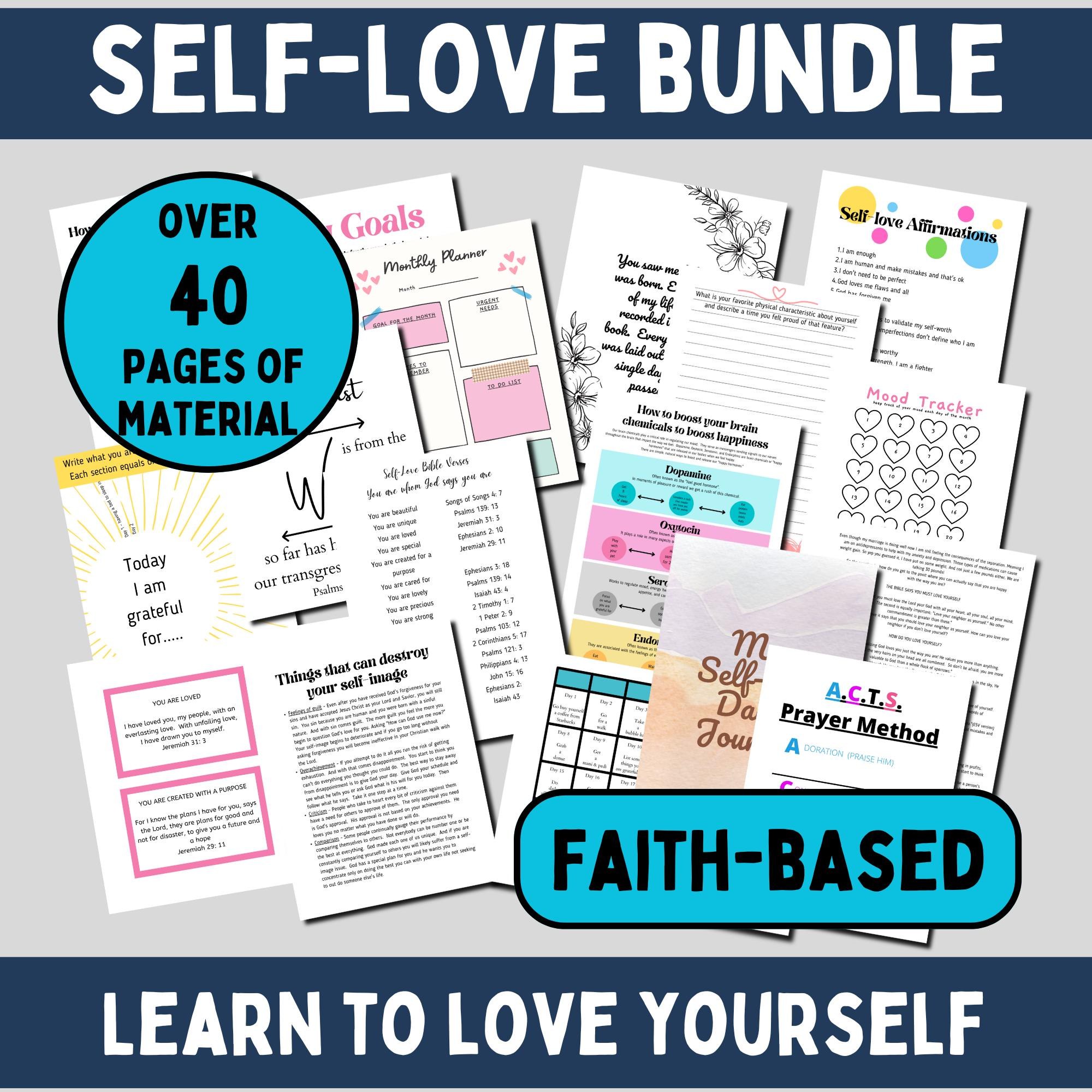 Christian self love journal printable self care planner with mindfulness journaling prompts for adults self therapy journal for healing