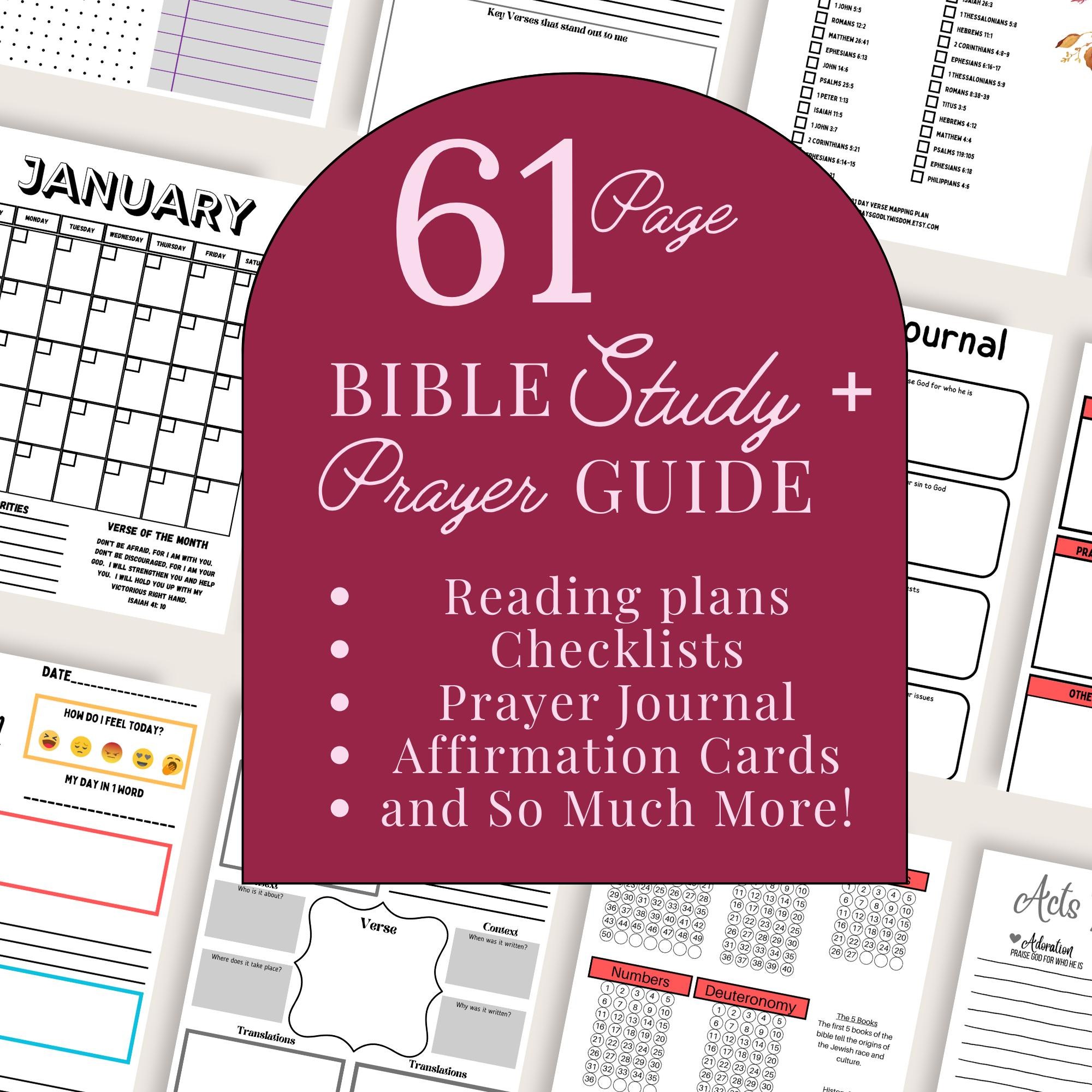 Bible study bundle printable with prayer journal and Scripture mapping pages
