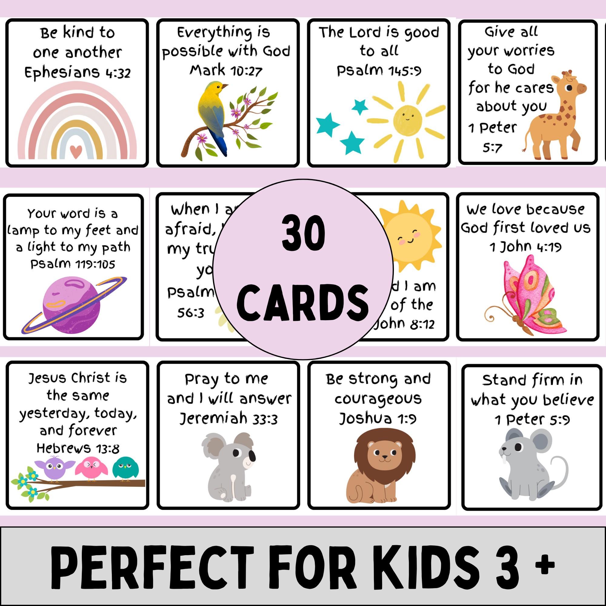 Bible Verse Cards Scripture Memory Verse Printable Lunch Notes Toddler Prayer Christian Teaching Resource Preschool Bible Study Child