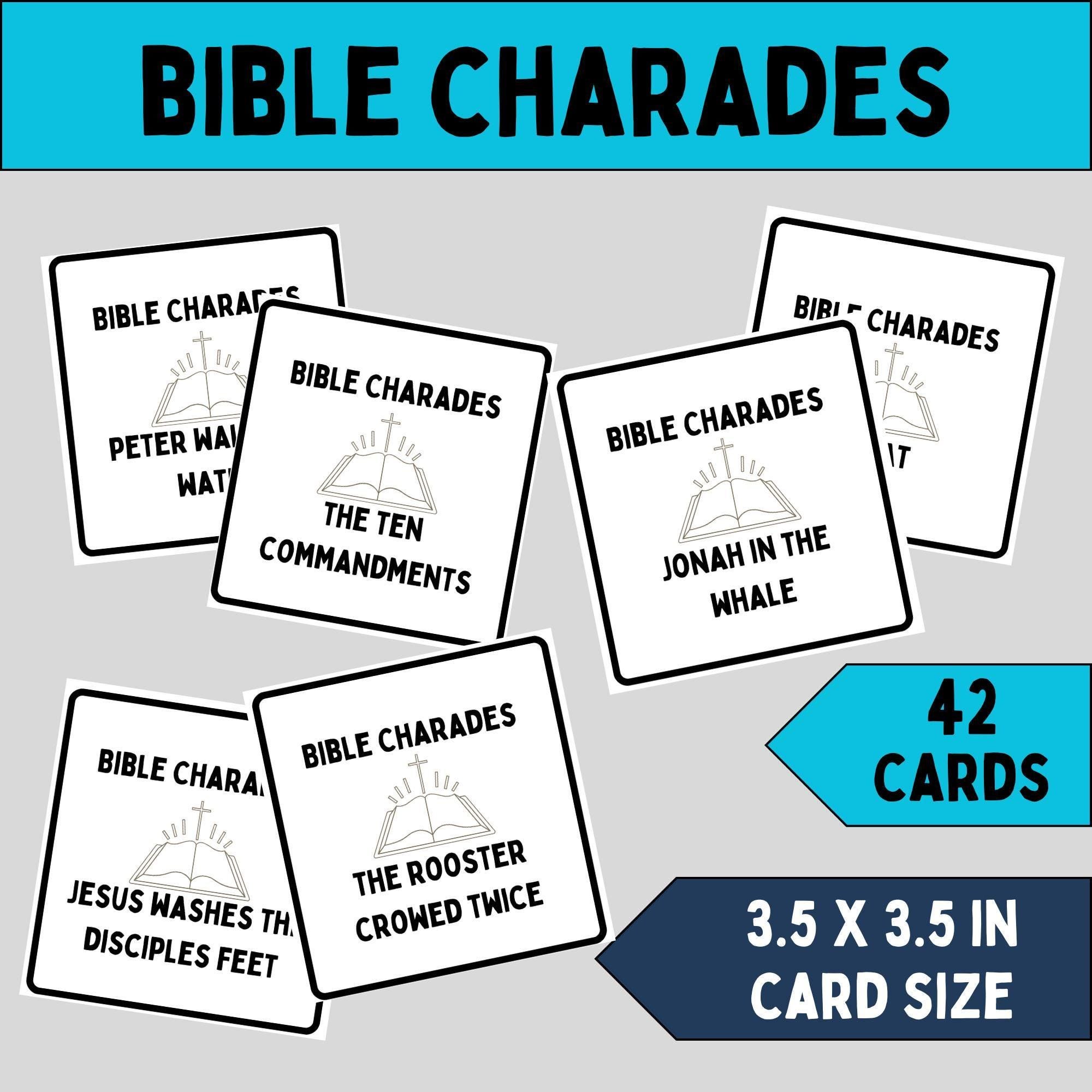Bible Charades Printable Game Youth Group Church Activity Kids Family Night Digital Cards Download Religious Sunday School Party