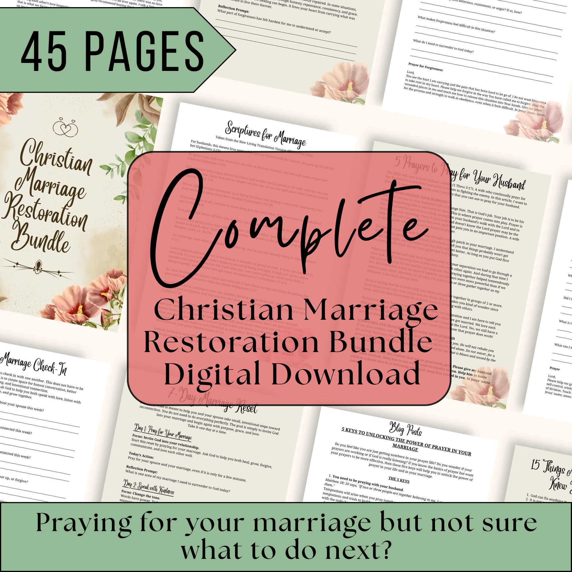 Christian Marriage Workbook for Restoration Couples Devotional Guide for Building Trust Marriage Prayer Biblical Encouragement Resource
