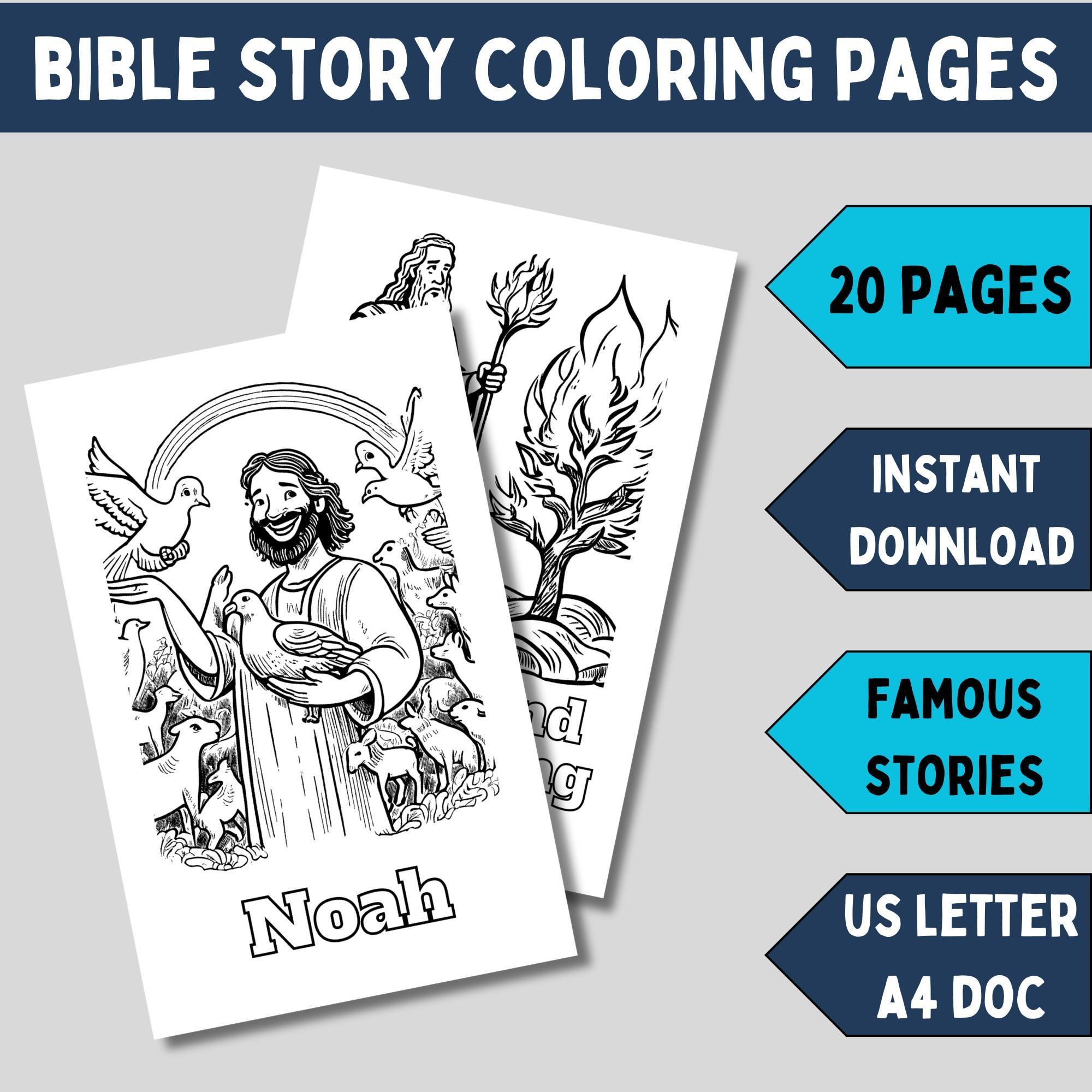 Bible Coloring Pages for Kids Bible Story Book Printable Activity Sheet Christian Children Education Resource Homeschool Material Classroom