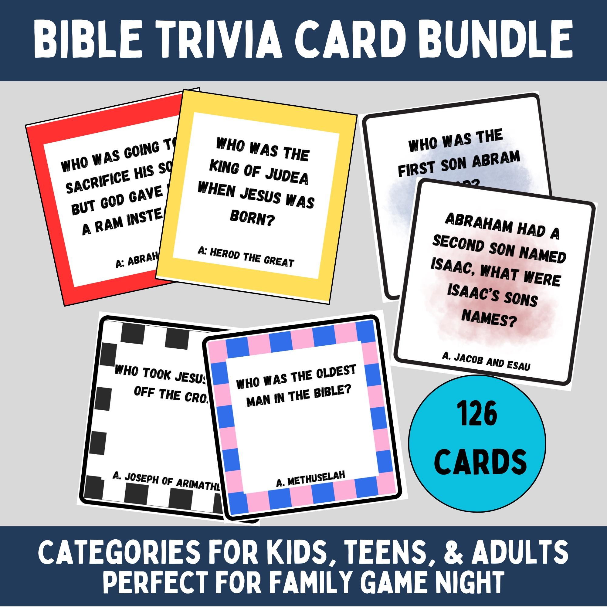 Bible trivia cards for family game night bible trivia questions with answers for christians printable bible games for sunday school activity