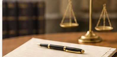 Legal workspace with documents